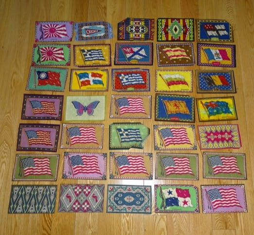 C.1900 Antique Tobacco Felt Lot of 35, Flags, Rugs, 6"x9" Size (1 of 5)