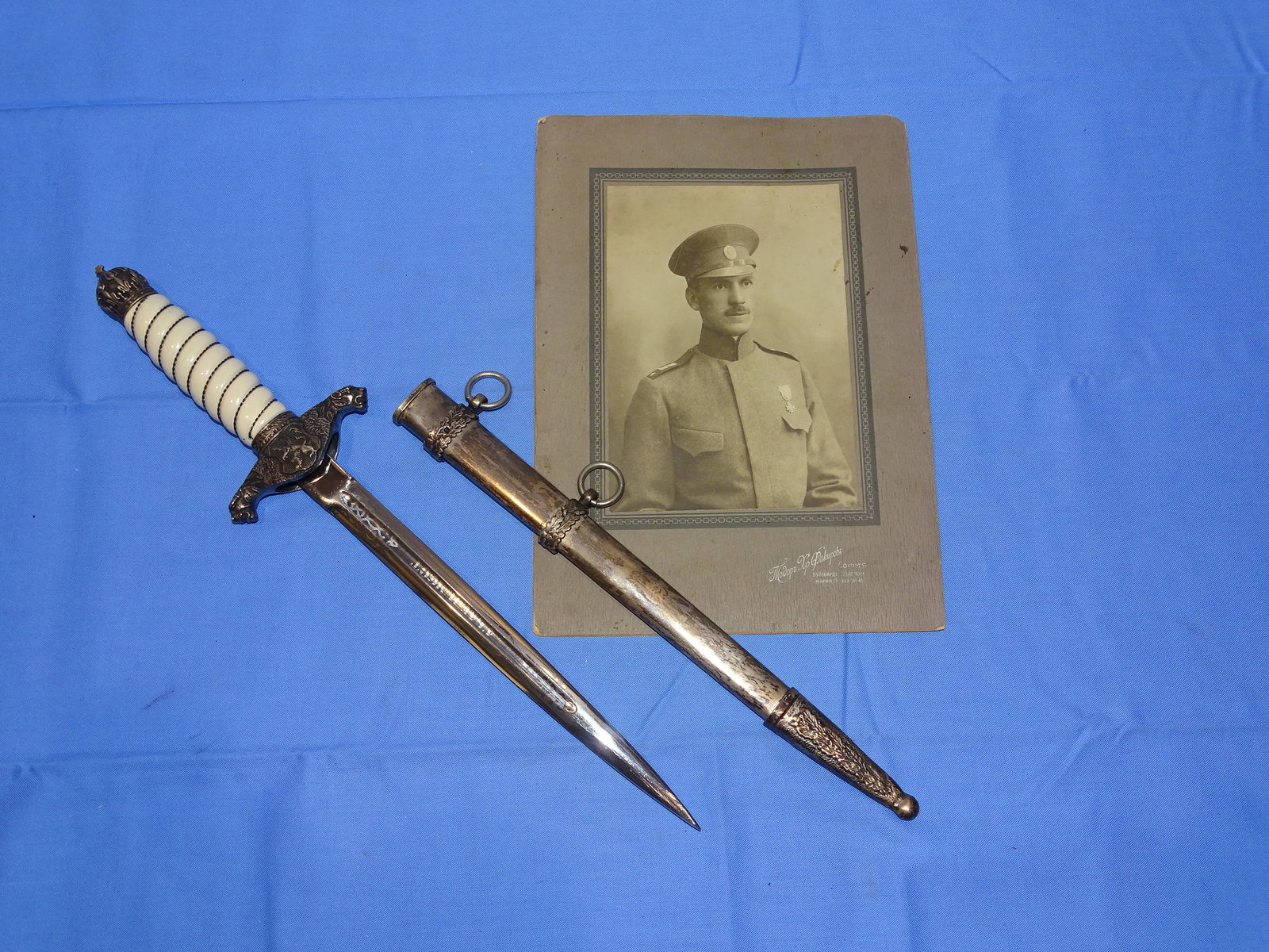 Rare WWII Era Bulgarian Officer's Double Engraved Dagger w/ Photo (1 of 18)