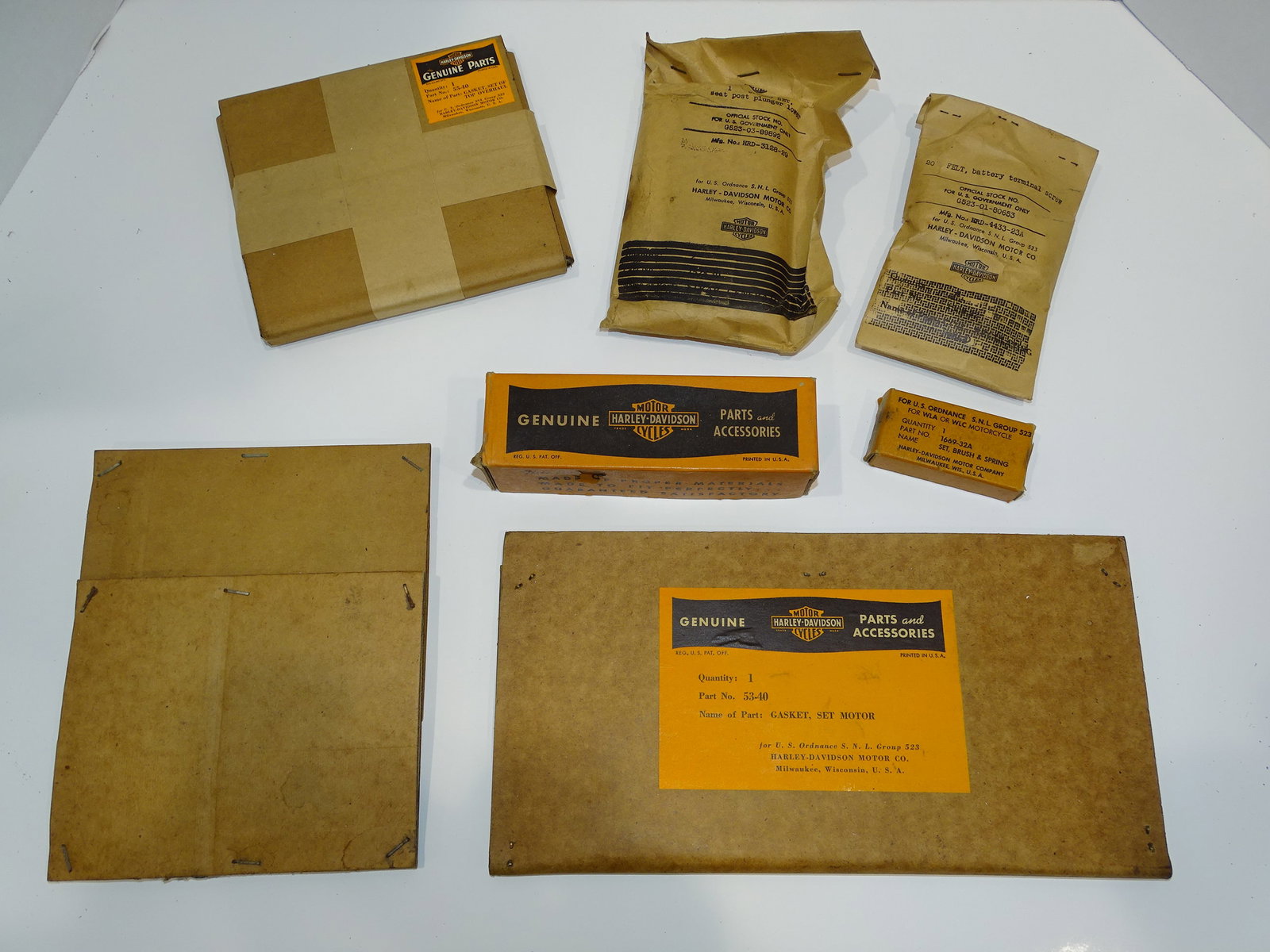 WWII Ordnance Dept. Harley Davidson H-D WLA WLC Parts Lot NOS (1 of 7)