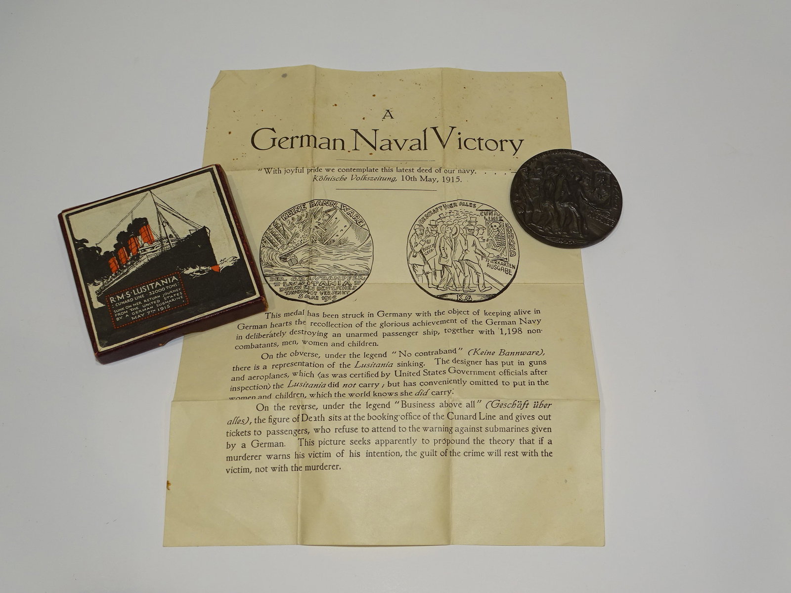 1915 Sinking of the LUSITANIA Medal Medallion (1 of 8)