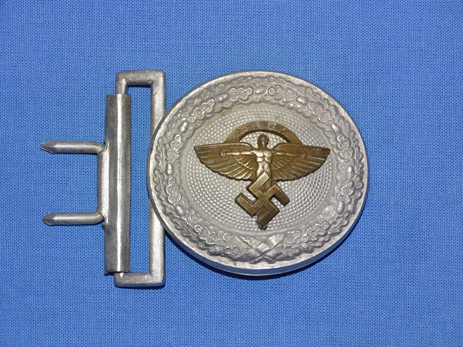 WWII German Belt Buckle, NSFK Officer, Assmann: WWII GERMAN NSFK OFFICER'S BELT BUCKLE, ASSMANN MAKER MARKED.