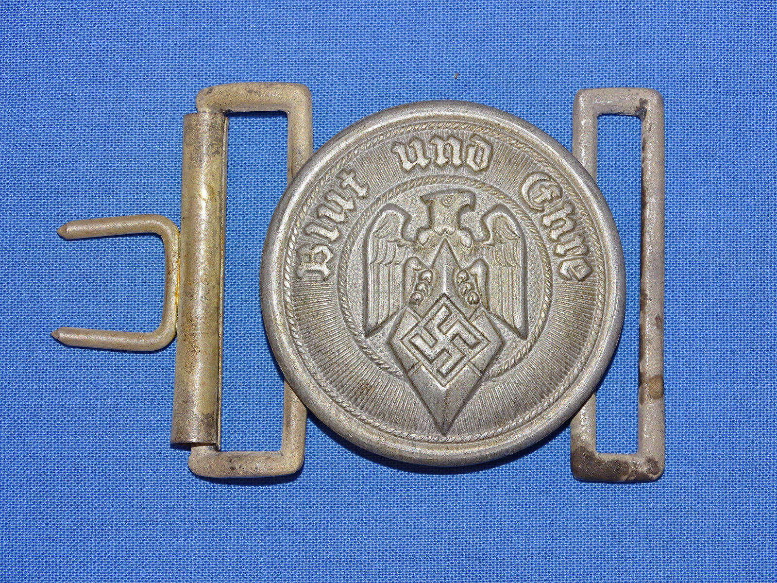 WWII German Belt Buckle, HJ Hitler Youth Leader, Assmann: WWII GERMAN GHITLER YOUTH LEADER BELT BUCKLE, ASSMANN MAKER MARKED.