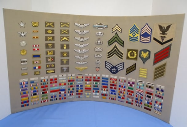 Amazing WWII HASHIMOTO Japanese Tailor Shop Insignia Patch Display Board: AMAZING INSIGNIA DISPLAY BOARD FROM MR. HASHIMOTO'S INSIGNIA SHOP IN OSAKA. HIS HAND EMBROIDERED INSIGNIA IS SOME OF THE FINEST DONE DURING THE OCCUPATION. THIS EXACT BOARD WAS FEATURED IN THE JAN-MAR