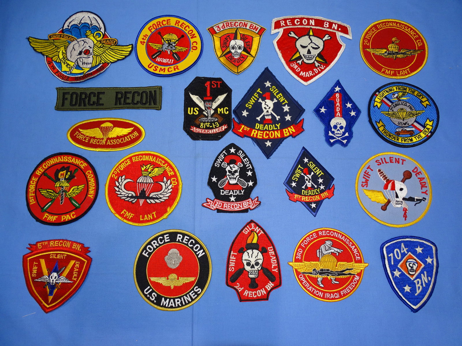 1970's, 80's, 90's Military Patch Lot, USMC RECON (1 of 6)