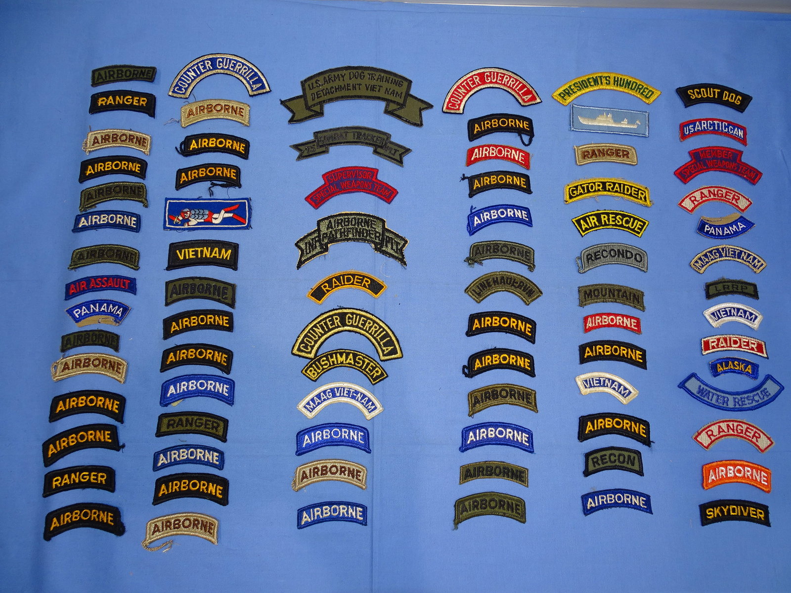 1970's, 80's, 90's Military Patch Lot, AIRBORNE TABS / ROCKERS (1 of 6)