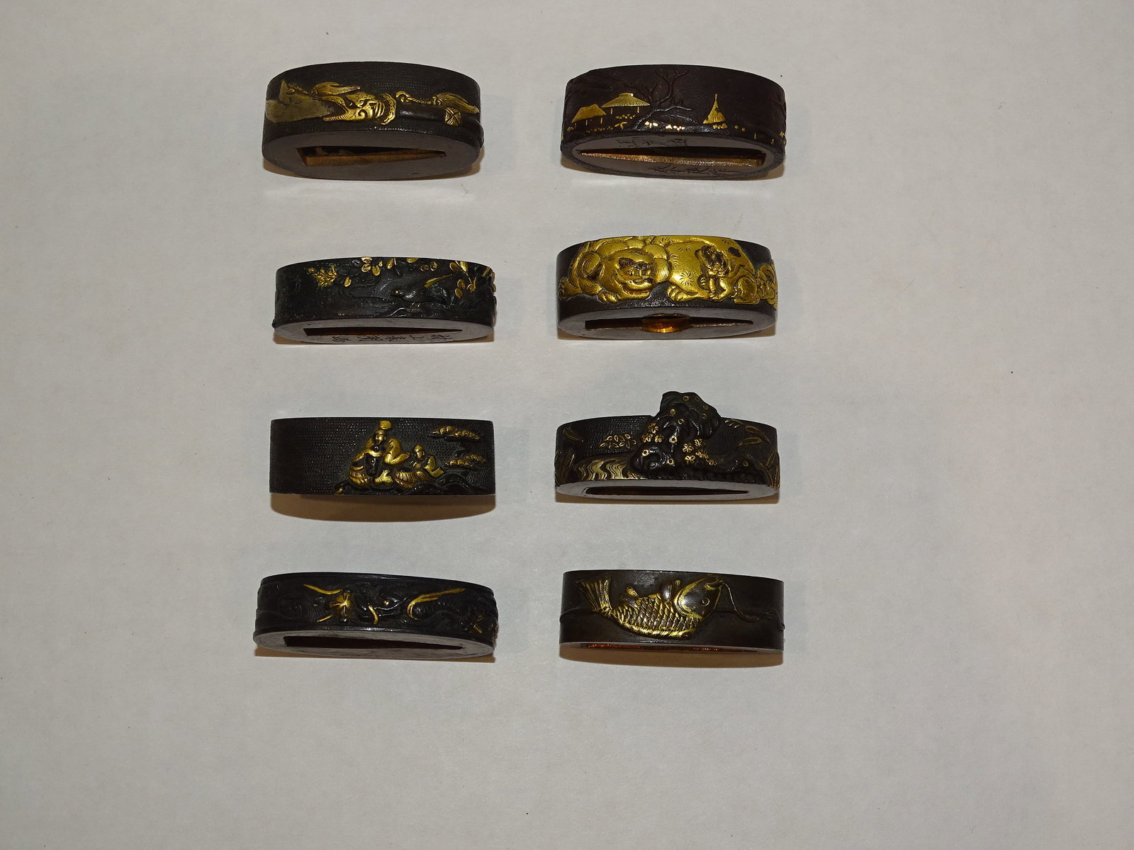 Japanese Samurai Sword Fittings, FUCHI: JAPANESE SAMURAI SWORD FITTINGS, FUCHI LOT, SOME SIGNED.