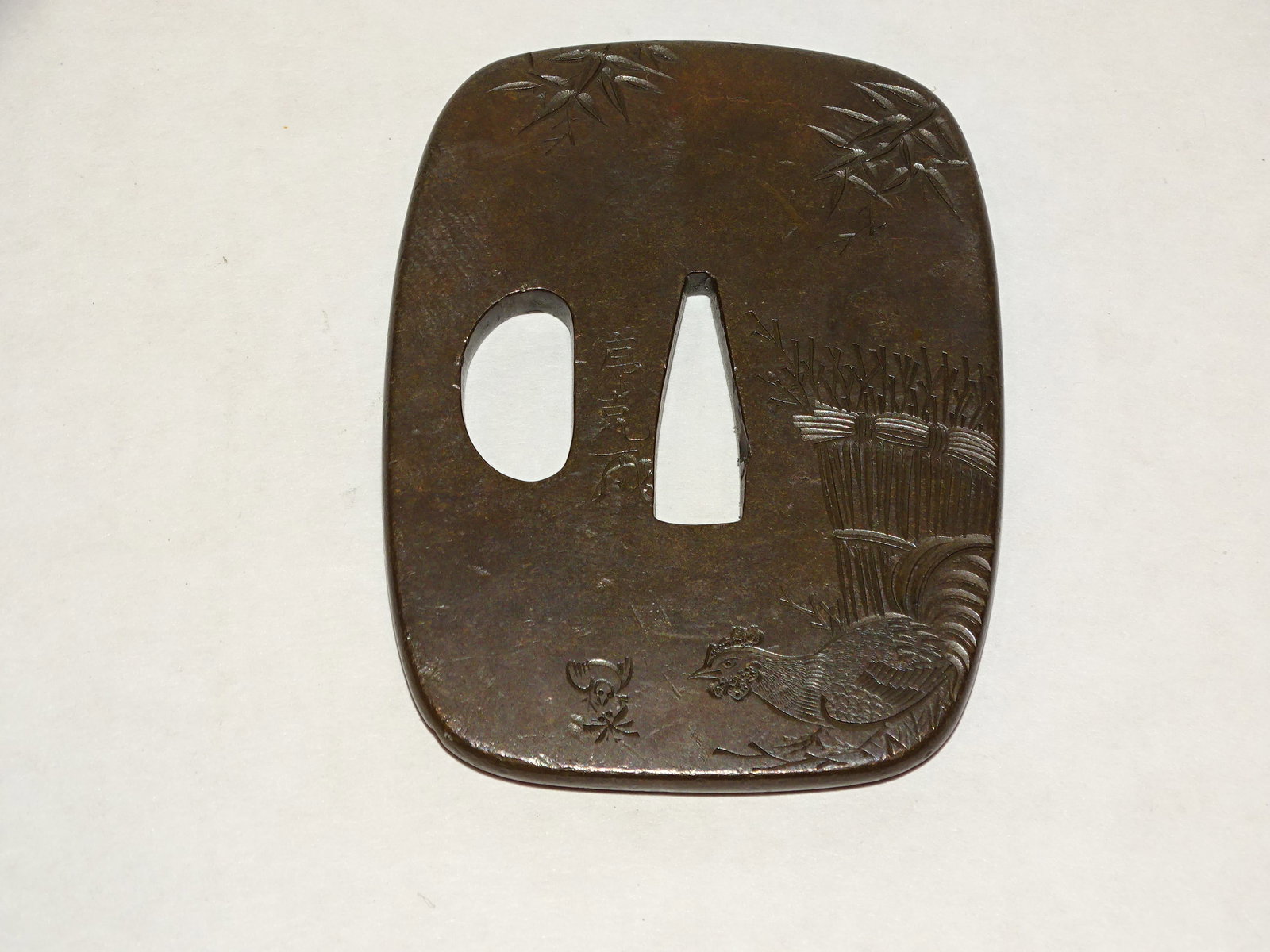 Japanese Samurai Sword Fittings, TANTO TSUBA, Signed TSUNEKATSU (1 of 6)