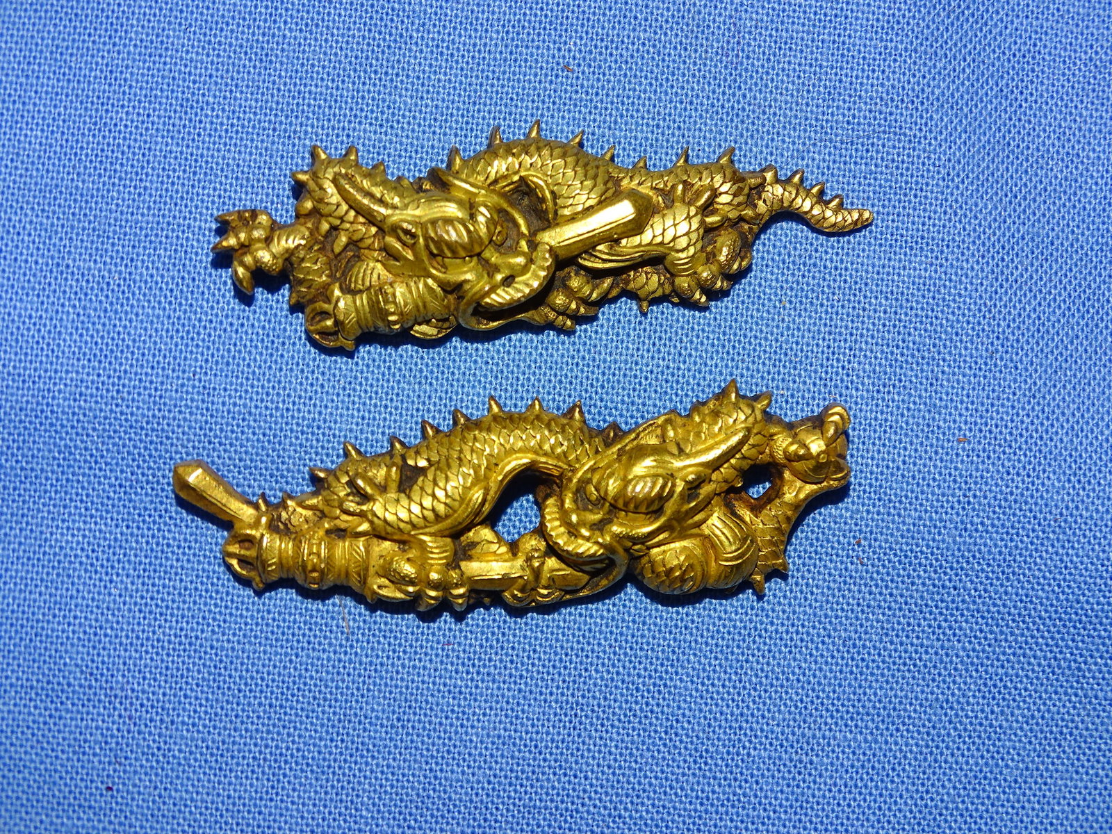 Japanese Samurai Sword Fittings, Menuki Matching Pair, Dragons (1 of 3)