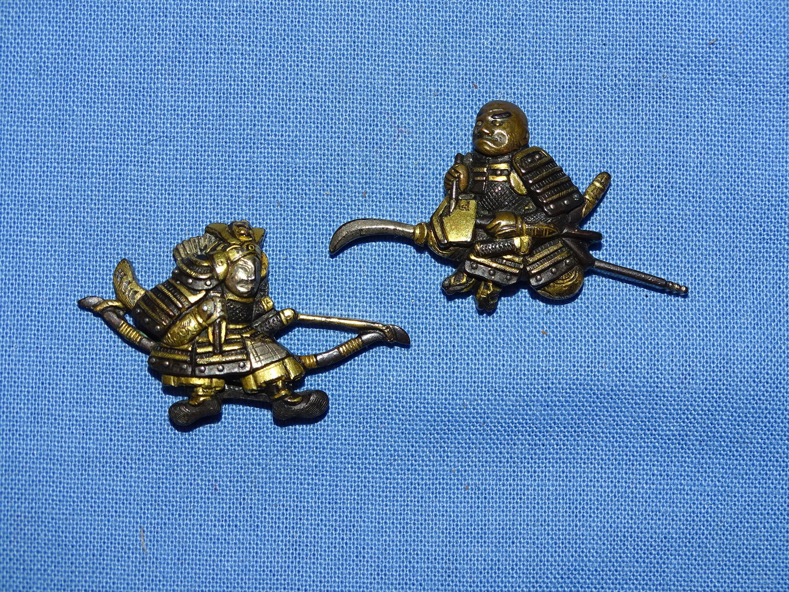 Japanese Samurai Sword Fittings, Menuki Matching Pair, Warriors: JAPANESE SAMURAI SWORD MENUKI, MATCHING PAIR OF WARRIORS