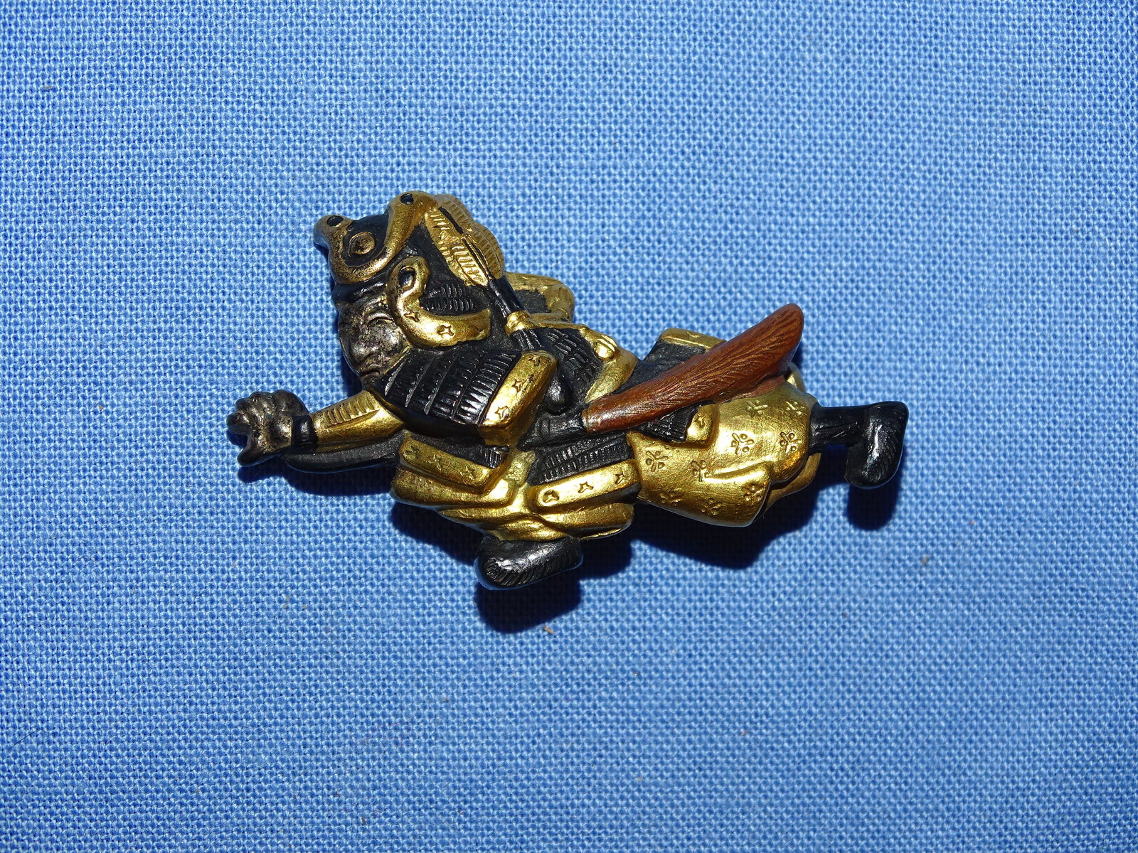 Japanese Samurai Sword Fitting, Menuki Mounted as a Brooch, Warrior (1 of 3)