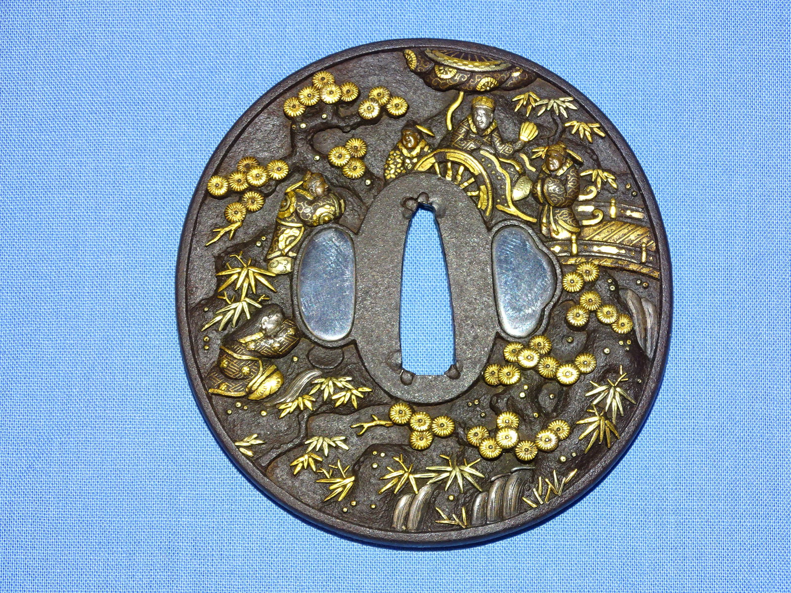 Japanese Samurai Sword Guard TSUBA, Massive & Thick Iron, Village Scene (1 of 14)