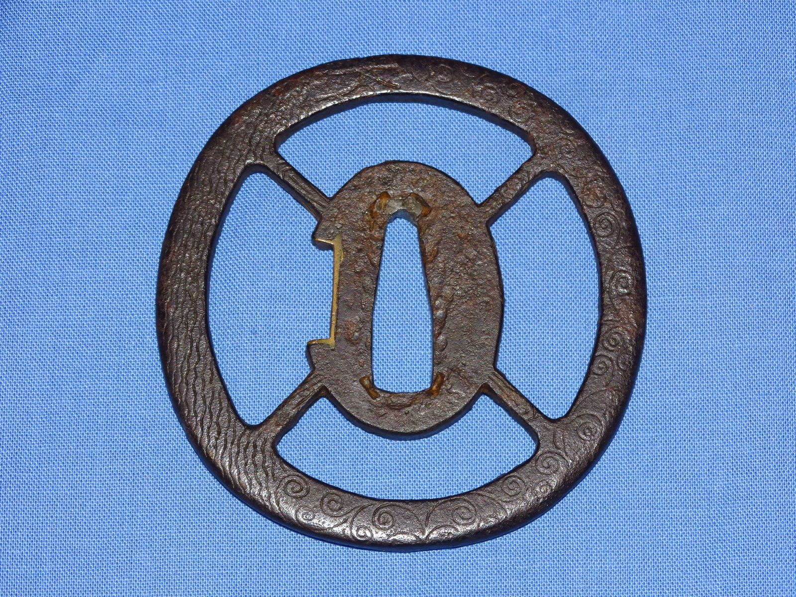Japanese Samurai Sword Guard TSUBA, Iron w/ Openwork Design: JAPANESE SAMURAI SWORD TSUBA, IRON WITH OPENWORK DESIGN.
