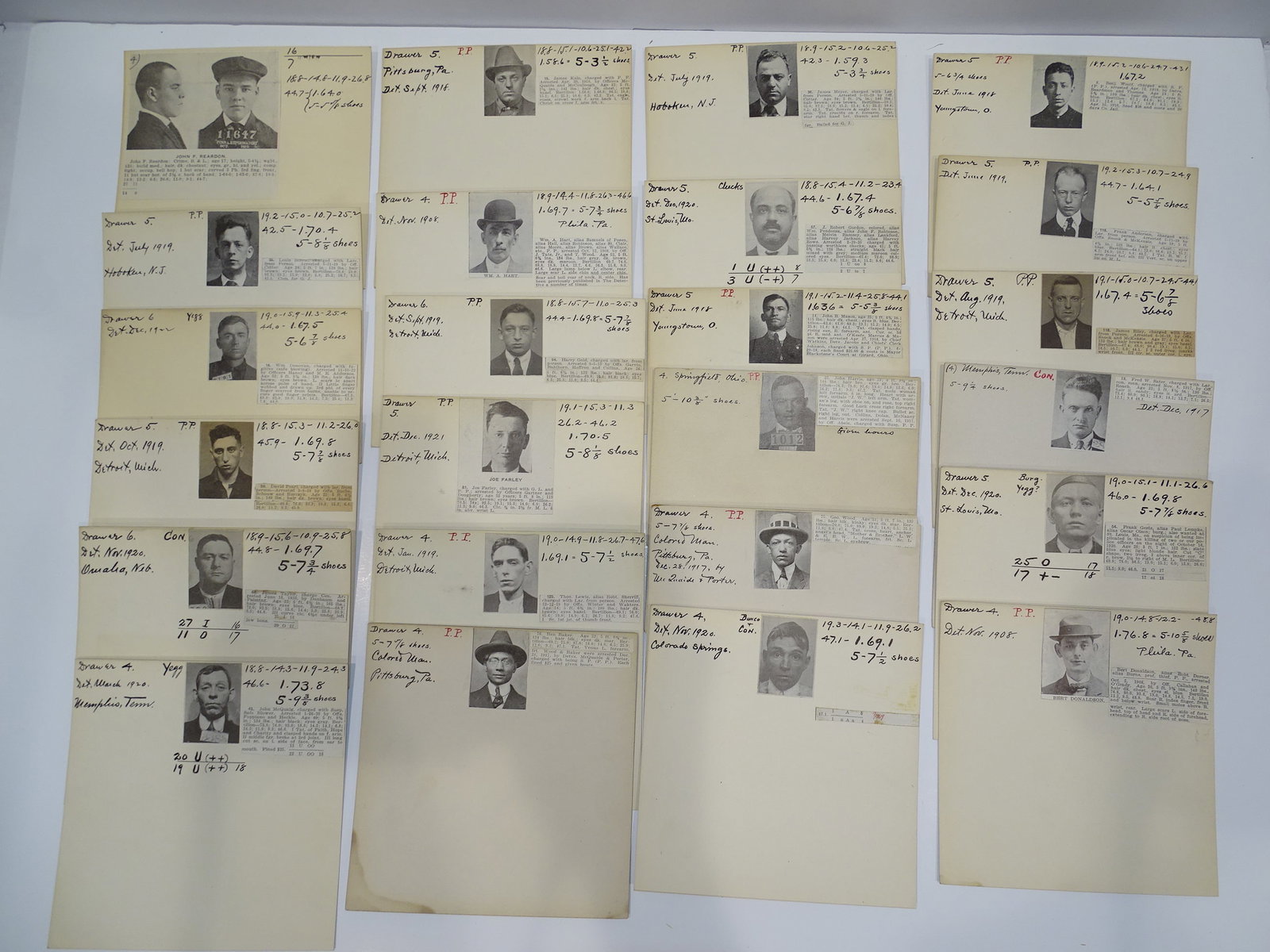 Bertillon Mug Shot, Crime Photo, Wanted Poster, Criminal Prisoner ID Card LOT: NICE LOT OF OLD CRIMINAL MUG SHOT PHOTO CARDS. THEY MEASURE APPROX. 6" SQUARE.