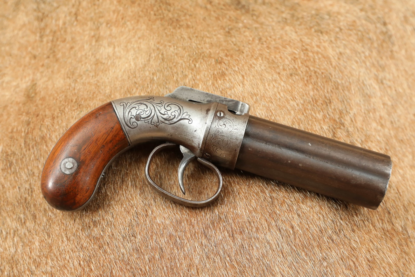 Allen & Thurber Worcester Pepperbox .32 Cal 3.5″ Percussion Pistol 1847-1854 Antique: Make: Allen and Thurber - Worchester Model: Pepperbox Serial#: 343 Year of Manufacture: Circa 1847–1854: Allen & Thurber (Worcester), Antique Caliber: .32 Cap & Ball Action Type: Percussion Pepperbo