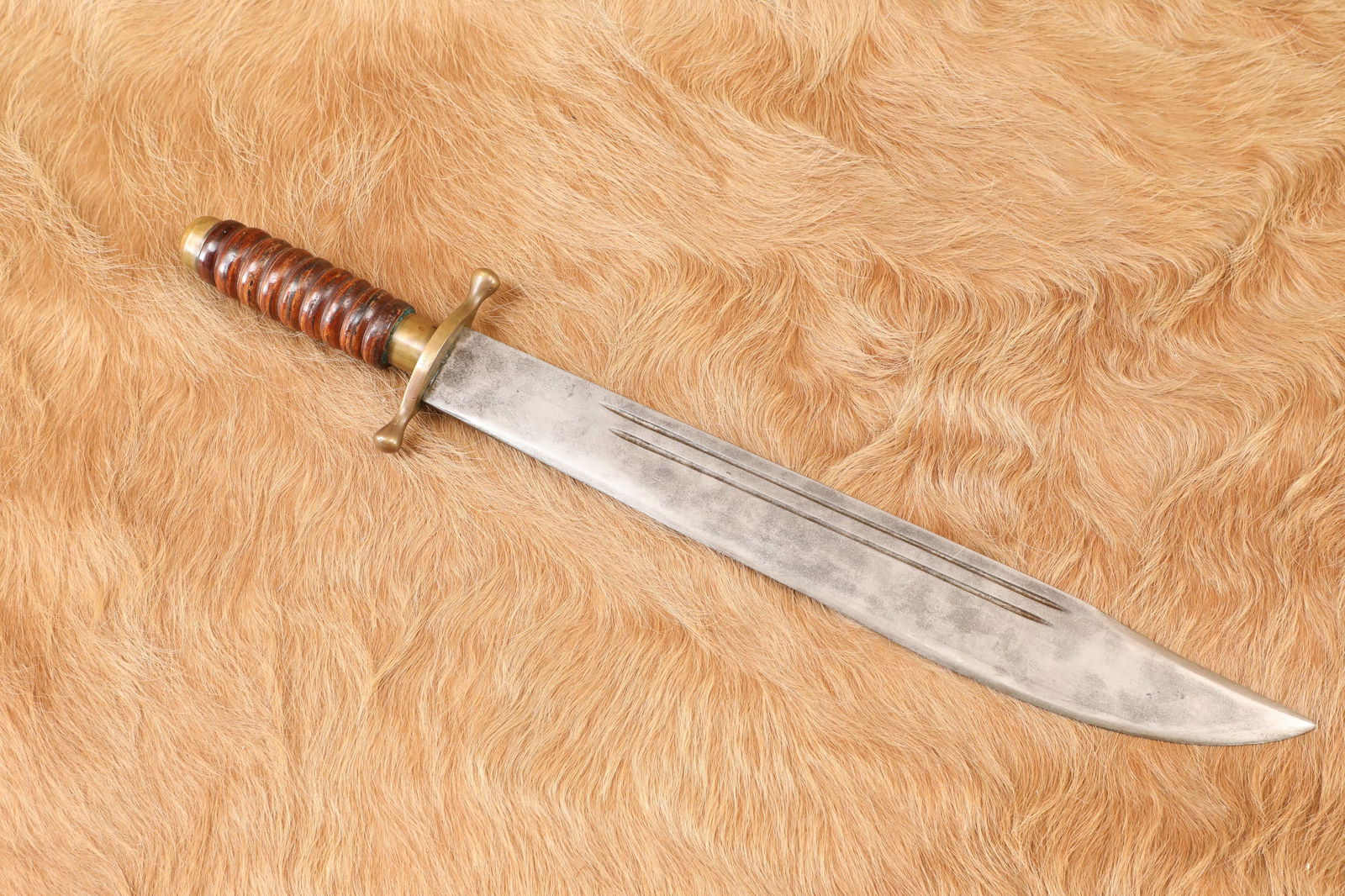 Collins & Co. No. 18 Bowie Knife Antique Old West 1880s 1890s Turned Leather Handle: The Collins & Co. of Hartford, Connecticut was world famous for their high quality fighting knives, bayonets, and machetes from the mid-1800s to the mid-1900s, to the point that in Latin America a