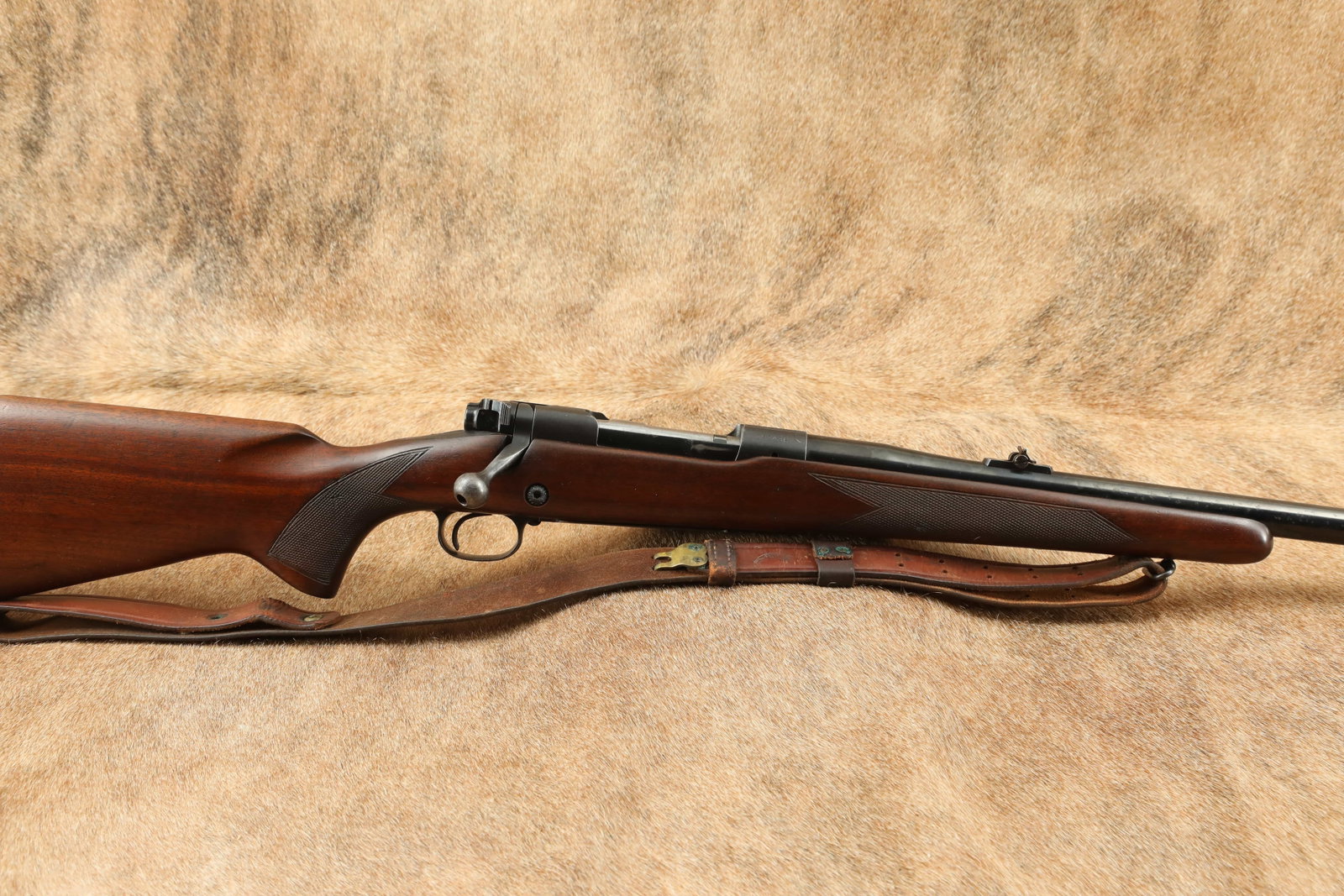 Pre-64 Winchester Model 70 Standard G7007C .375 H&H Magnum 25″ Bolt Action Rifle 1956 C&R: Make: Winchester Model: 70 Standard Rifle, Catalog No. G7007C Serial Number: 383436 Year of Manufacture: 1956 Caliber: .375 Holland & Holland Magnum Action Type: Bolt Action Rifle with Internal Bo