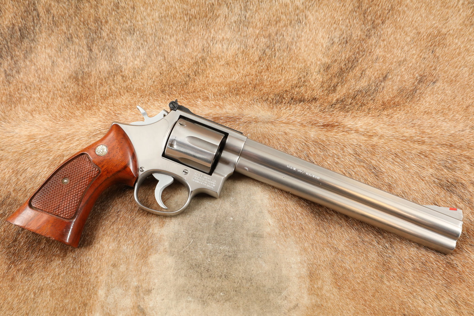 Smith & Wesson S&W Model 686 No-dash .357 Magnum Stainless 8 3/8" Double Action Revolver, MD 1984-85: Make: Smith & Wesson Model: 686, .357 Distinguished Combat Magnum Stainless Serial Number: ADY2363 Year of Manufacture: Ca. 1984-1985 Caliber: .357 Magnum Action Type: Double Action / Single Action Re