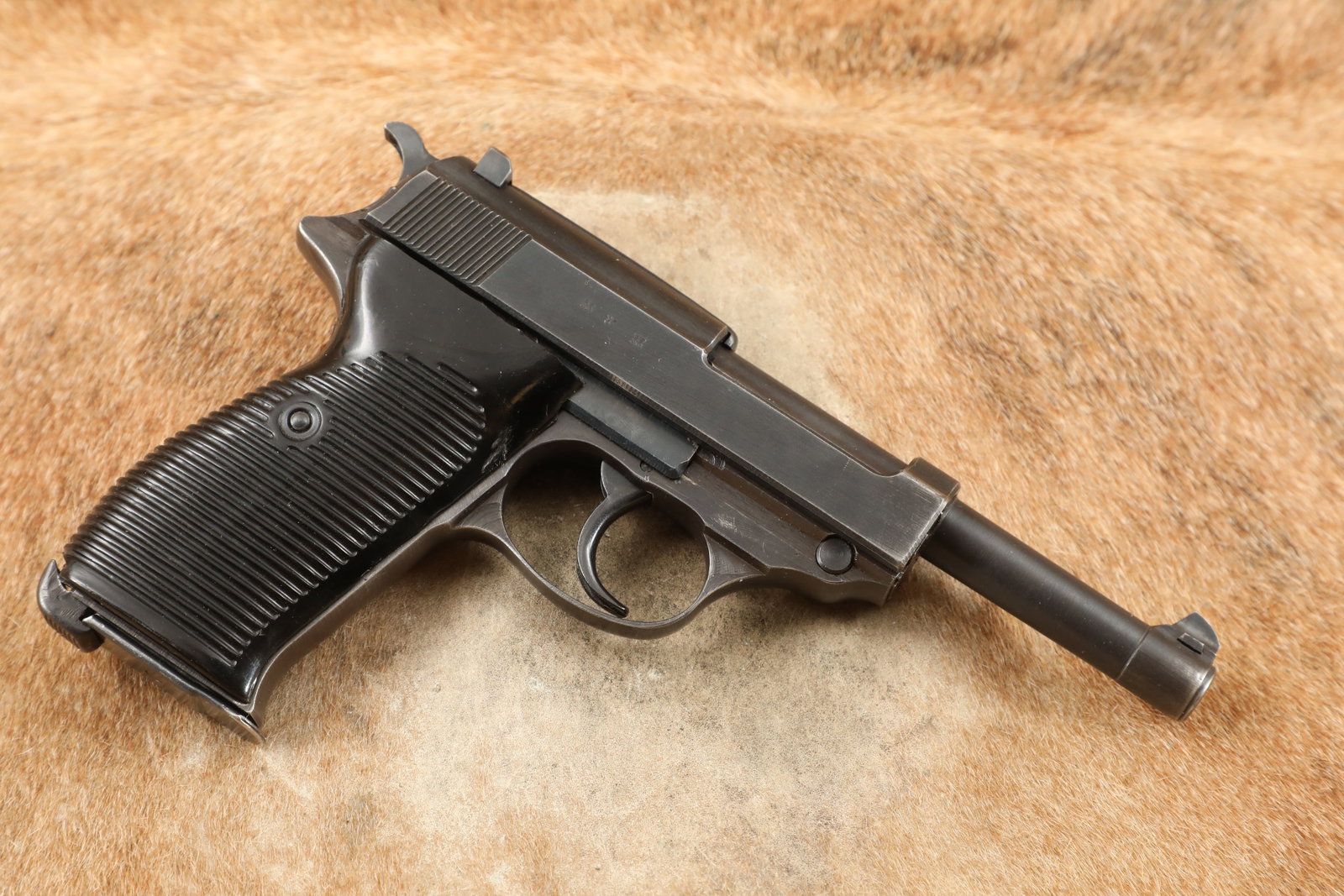 Matching WWII German Walther P.38 ac44 9mm Semi-Auto Military Pistol, MFD 1944 C&R: Make: Walther Model: P.38 Serial Number: 7627 Year of Manufacture: 1944 Caliber: 9mm Parabellum Action Type: Single or Double Action Semi-Auto fed by Removable Magazine (no magazine included). This pi