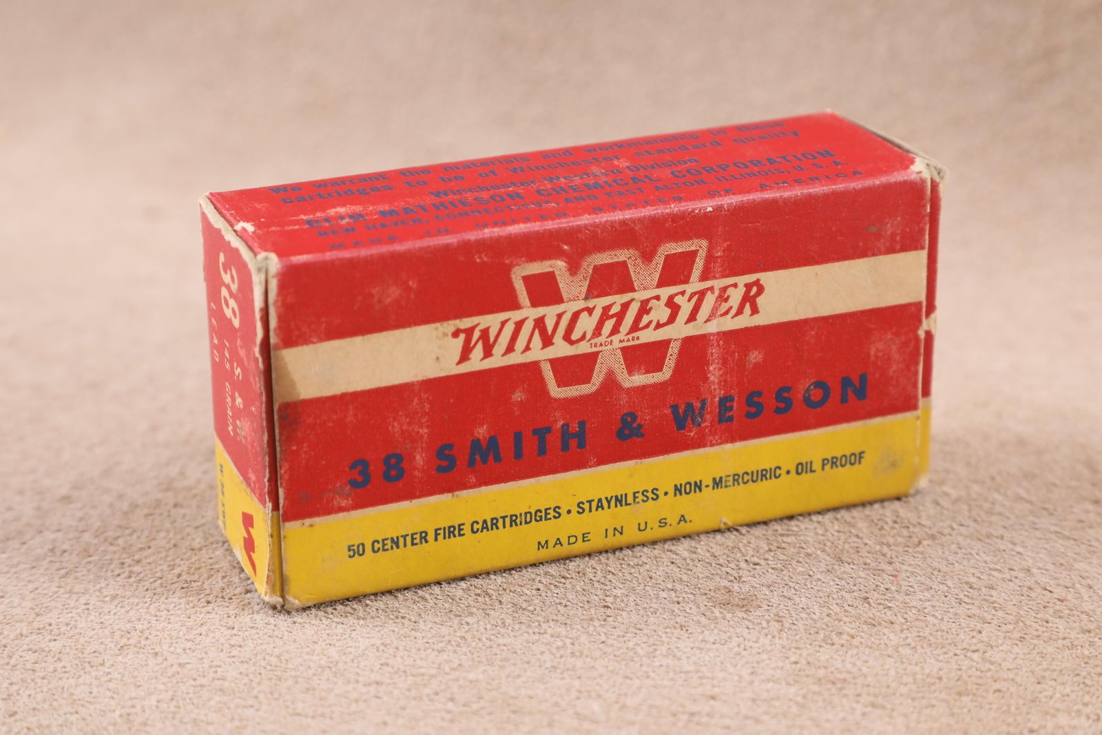 Partial Correct Box, 44 Rounds of Vintage 1950s Winchester .38 Smith and Wesson Ammo (1 of 9)