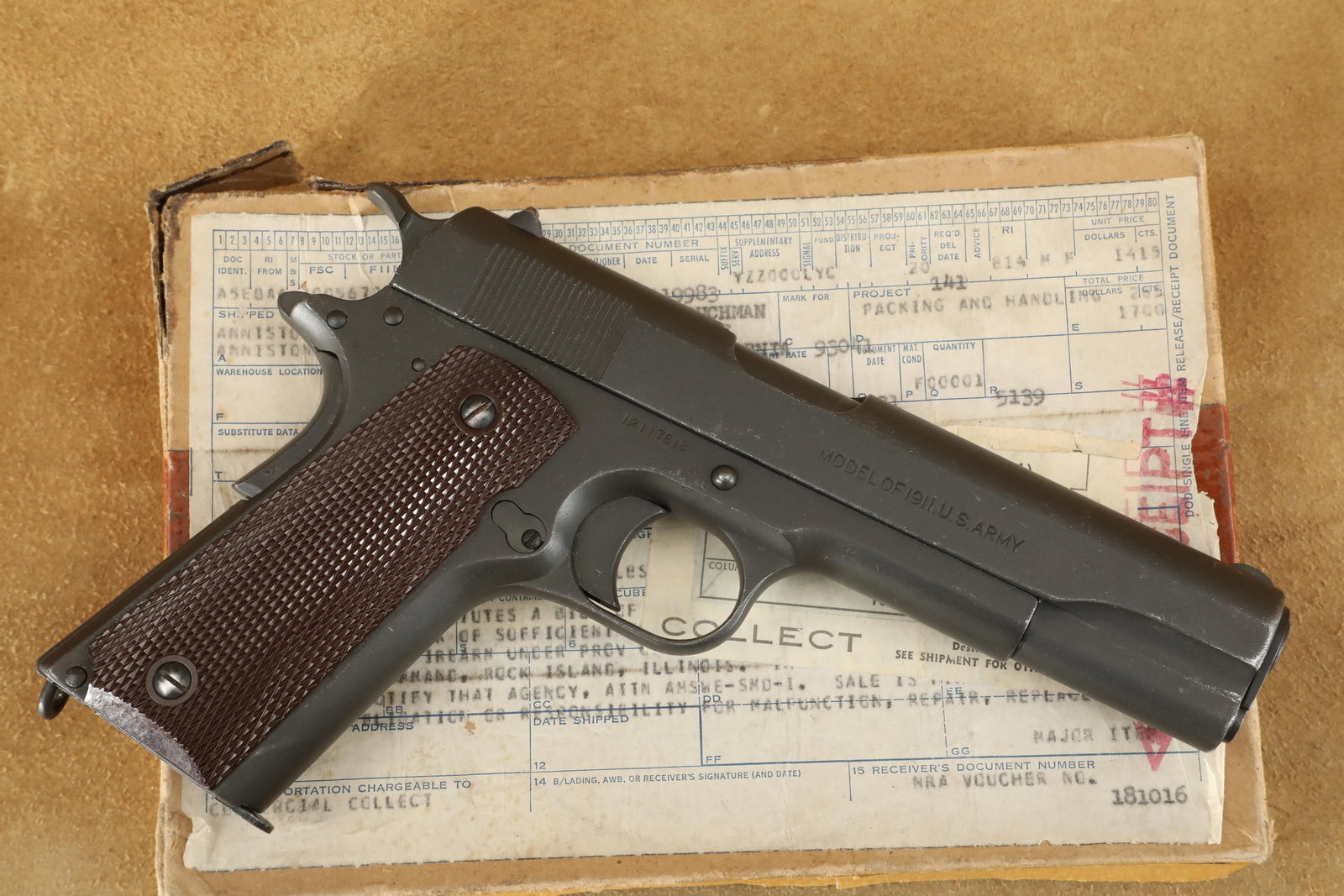 Springfield Frame Colt Slide Augusta Refurb 1911 Army .45 ACP Military Pistol, 1915 C&R (1 of 20)