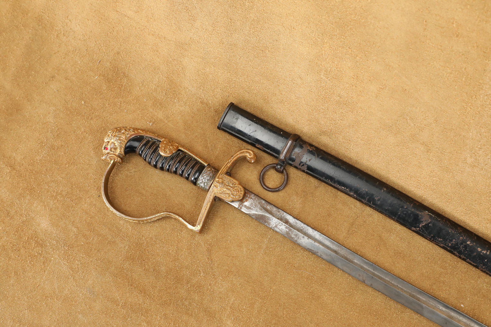 German Army WW2 Officer Alcoso "Lion's Head" Pommel Parade Dress Sword, Sheath (1 of 17)