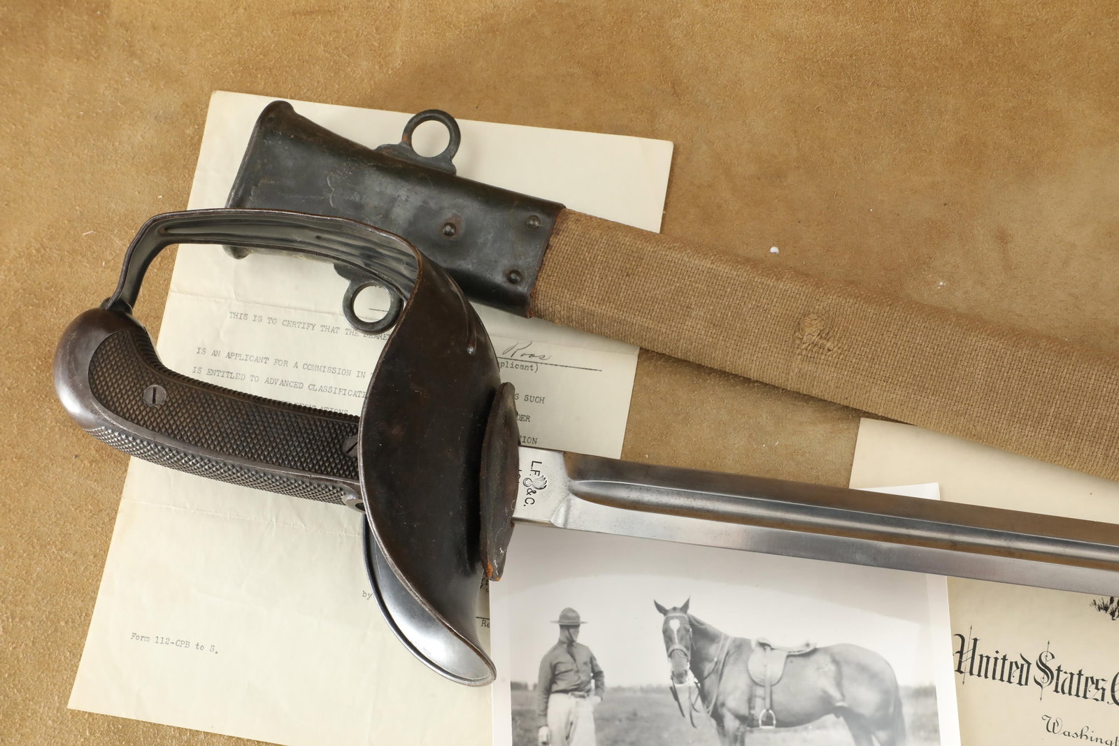 Scarce, Serial Numbered US Army WW1 Cavalry LF&C M-1913 Patton Saber, Sheath (1 of 20)