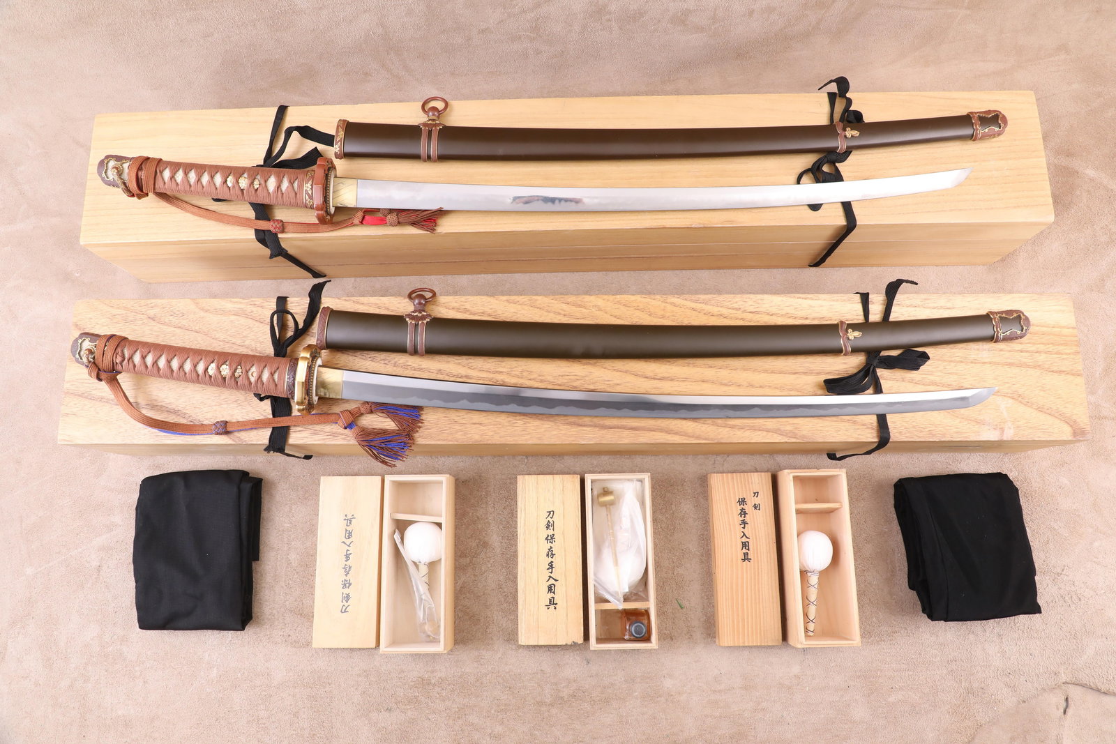 Lot of 2 Modern Reproduction Japanese Type 98 Shin-Gunto Swords & Accessories "By Nagakuni of Hama" (1 of 20)
