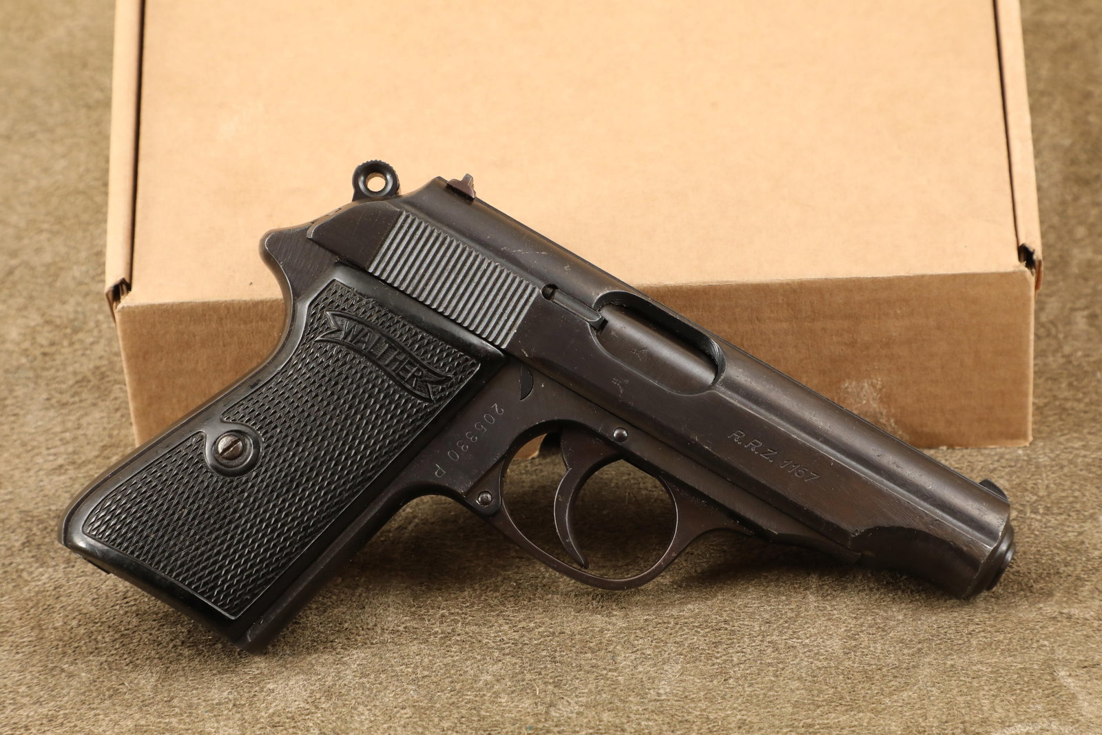 Rare R.R.Z. ReichsRundfunkZentrale Marked WWII Walther PP .32 ACP Pistol, 1940-1941 C&R: Make: Walther Model: PP Serial Number: 205330P Year of Manufacture: 1940-1941 Caliber: .32 ACP, 7.65mm Action Type: Single/Double Action Semi-Auto