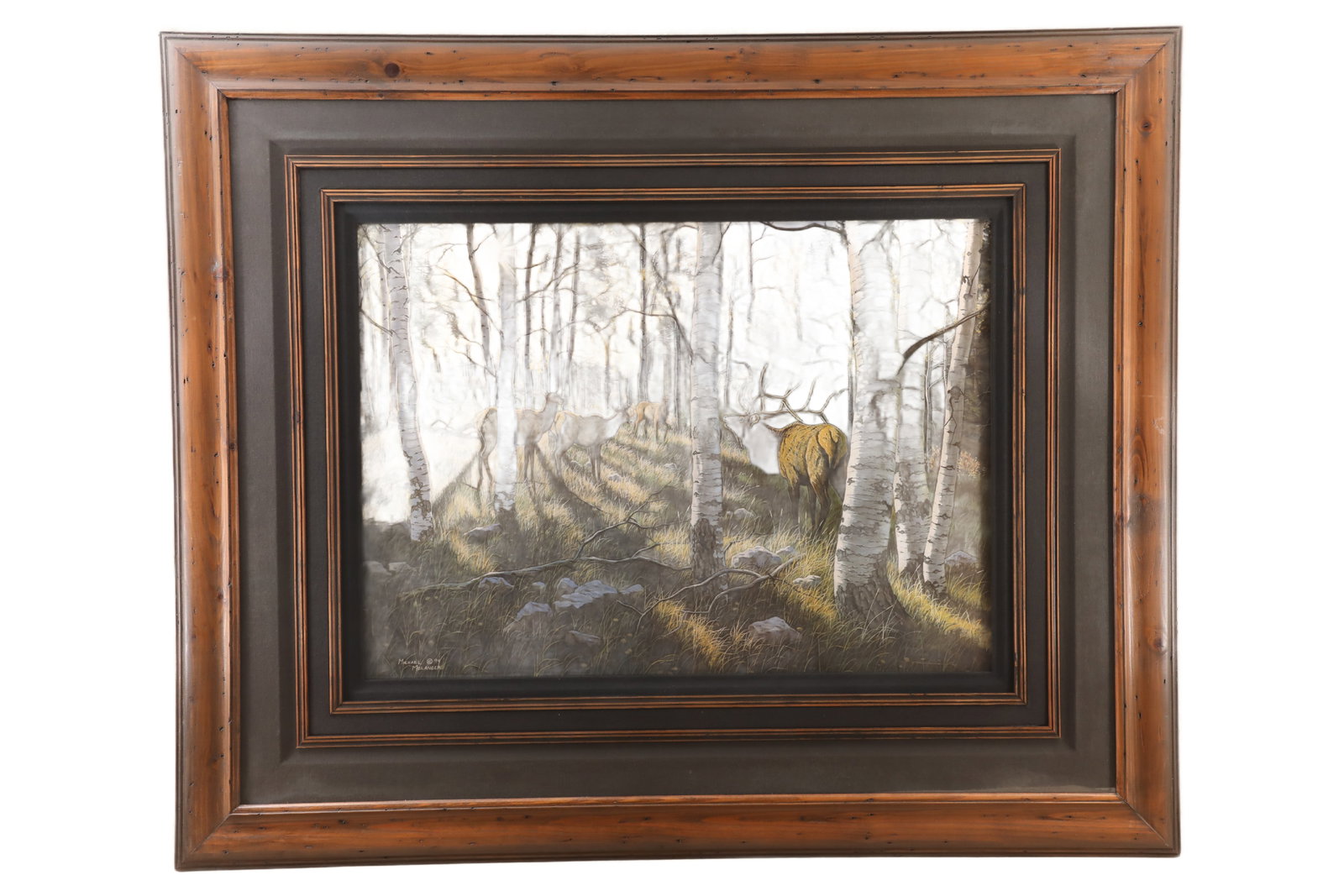 Vintage 1994 Michael Melander "Among The Aspens" 32" x 23" Print In Massive 51" x 42" Wood Frame (1 of 14)