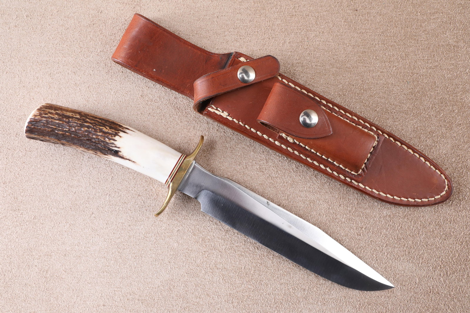 Vintage Randall Custom Stag Handle Model 1-7 "All Purpose Fighter" Fighting Knife, Sheath & Stone (1 of 17)
