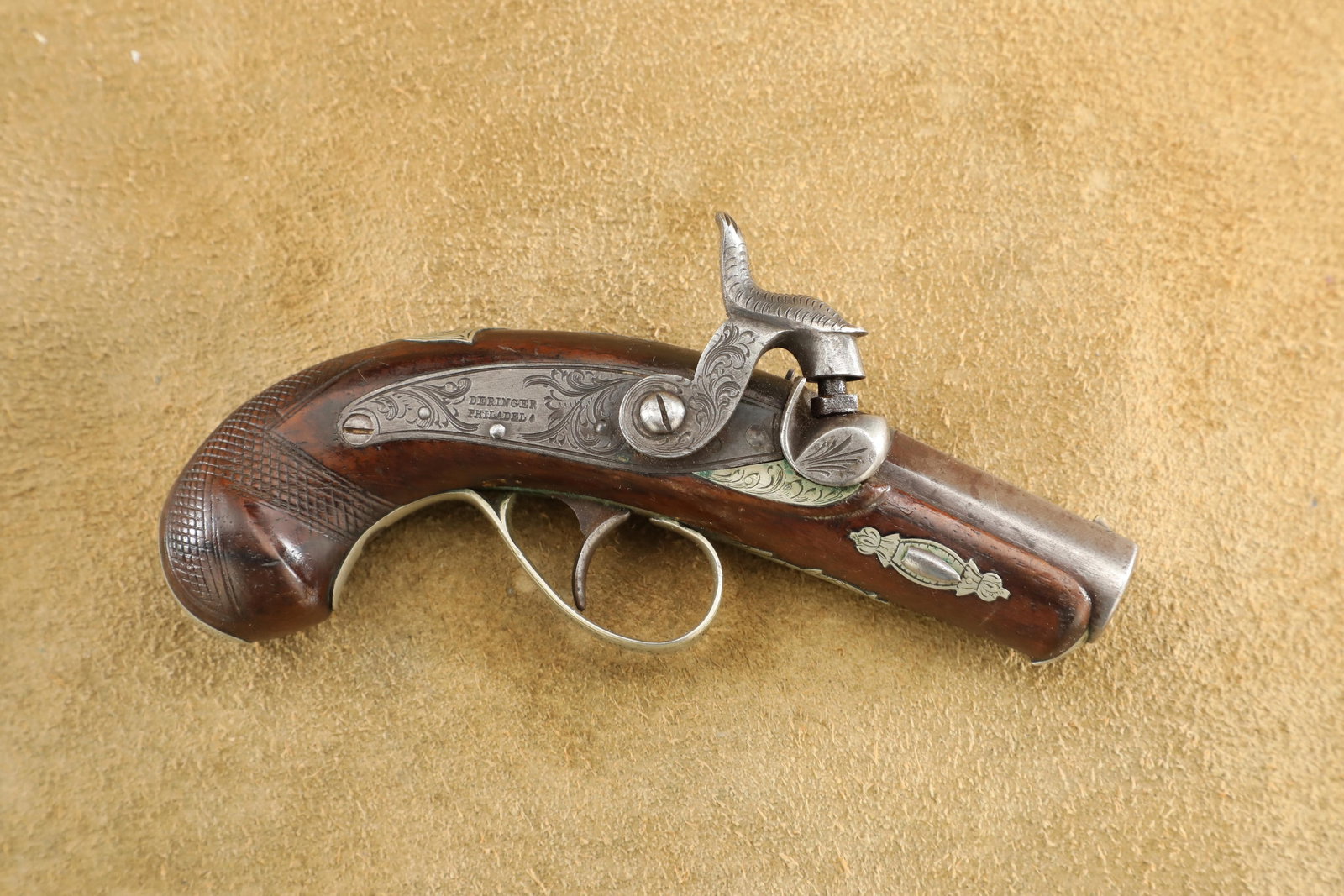 Henry Deringer Philadelphia C. Curry Agent 2 1/4" .41 Caliber Percussion Derringer, Antique (1 of 19)