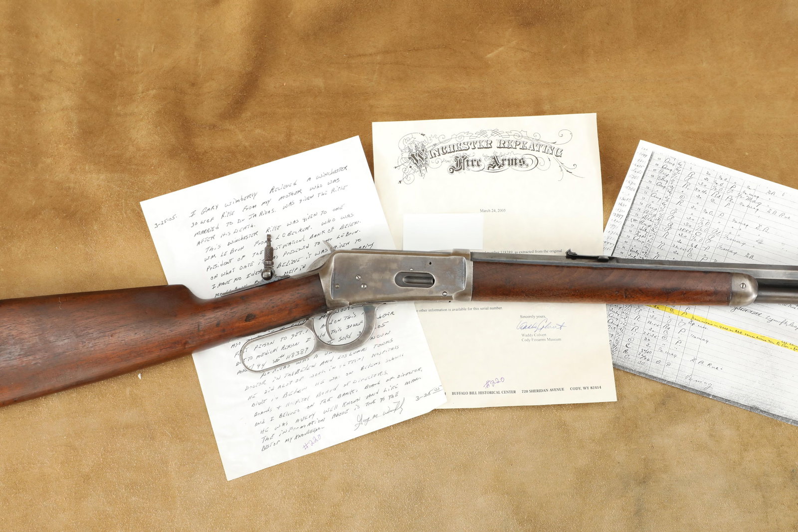 Factory Gold Name Inlaid Winchester 1894 '94 .30-30 WCF 26" Octagon Lever Action Rifle, 1901 C&R: Make: Winchester Repeating Arms Model: 1894 Rifle Serial Number: 118389 Year of Manufacture: 1901 / C&R Caliber: .30-30 Winchester Center Fire