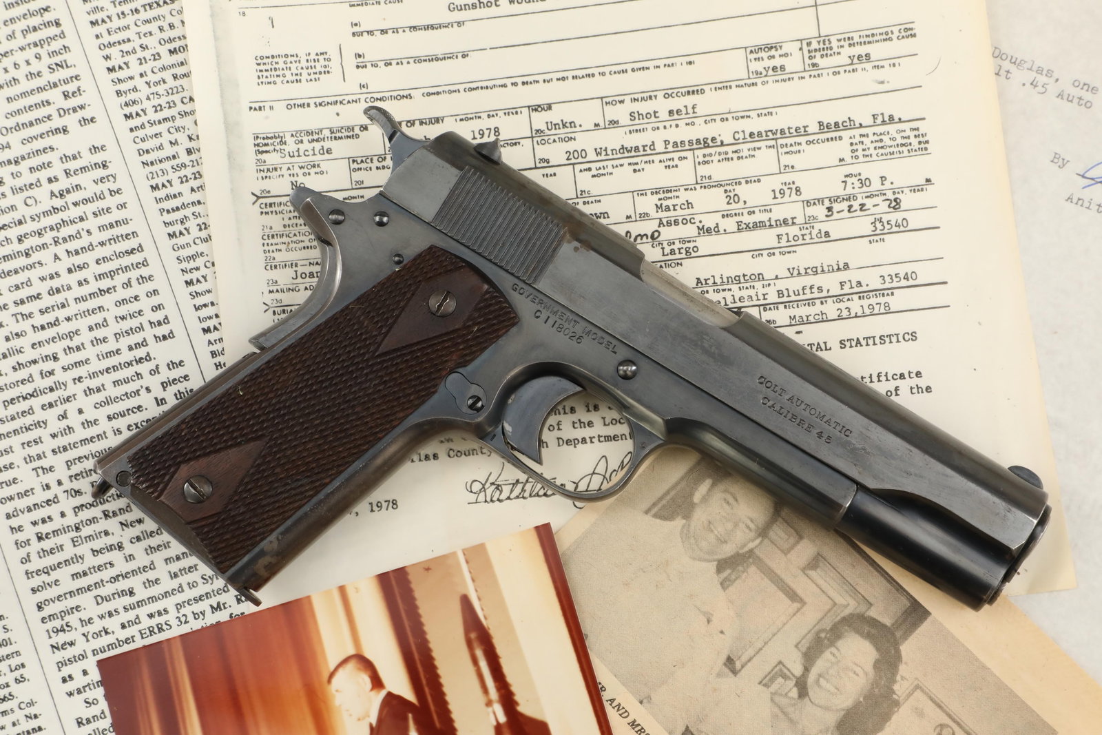 ATF FEO Paul Westenberger's Colt Commercial Government Model 1911 .45 ACP Pistol, 1919 C&R (1 of 20)