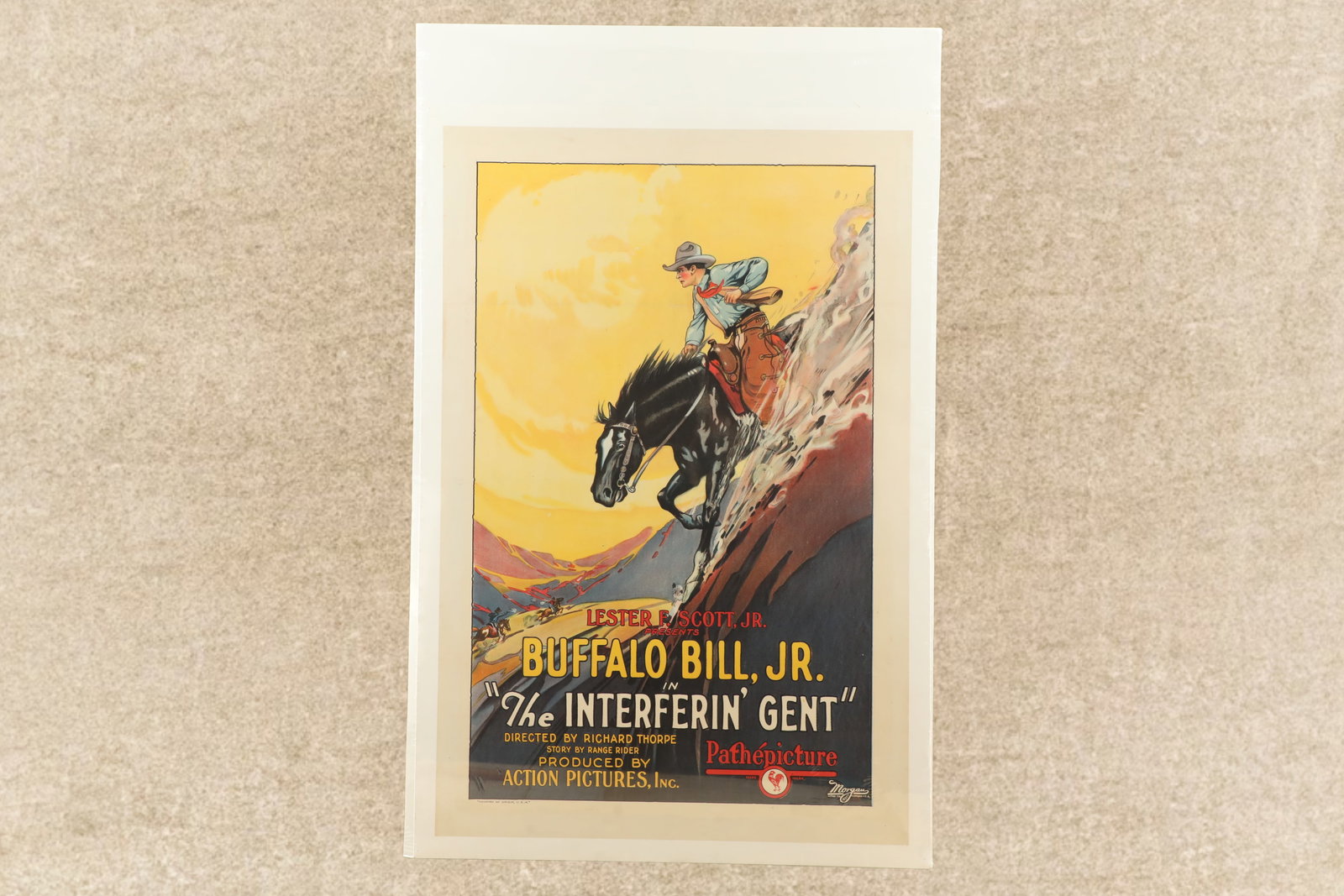 Vintage 1927 "The Interferin' Gent" Buffalo Bill Jr. Action Pictures 41"x27.25" Western Movie Poster (1 of 2)