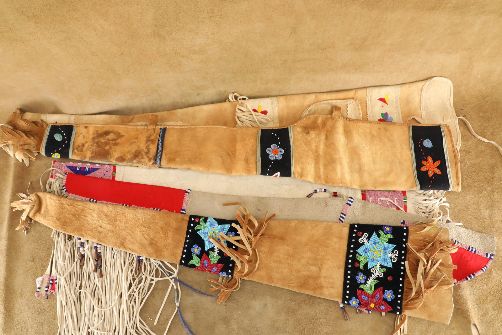 Lot Of 5 20th Century Assiniboine Fringed And Beaded Rifle Scabbards (1 of 20)