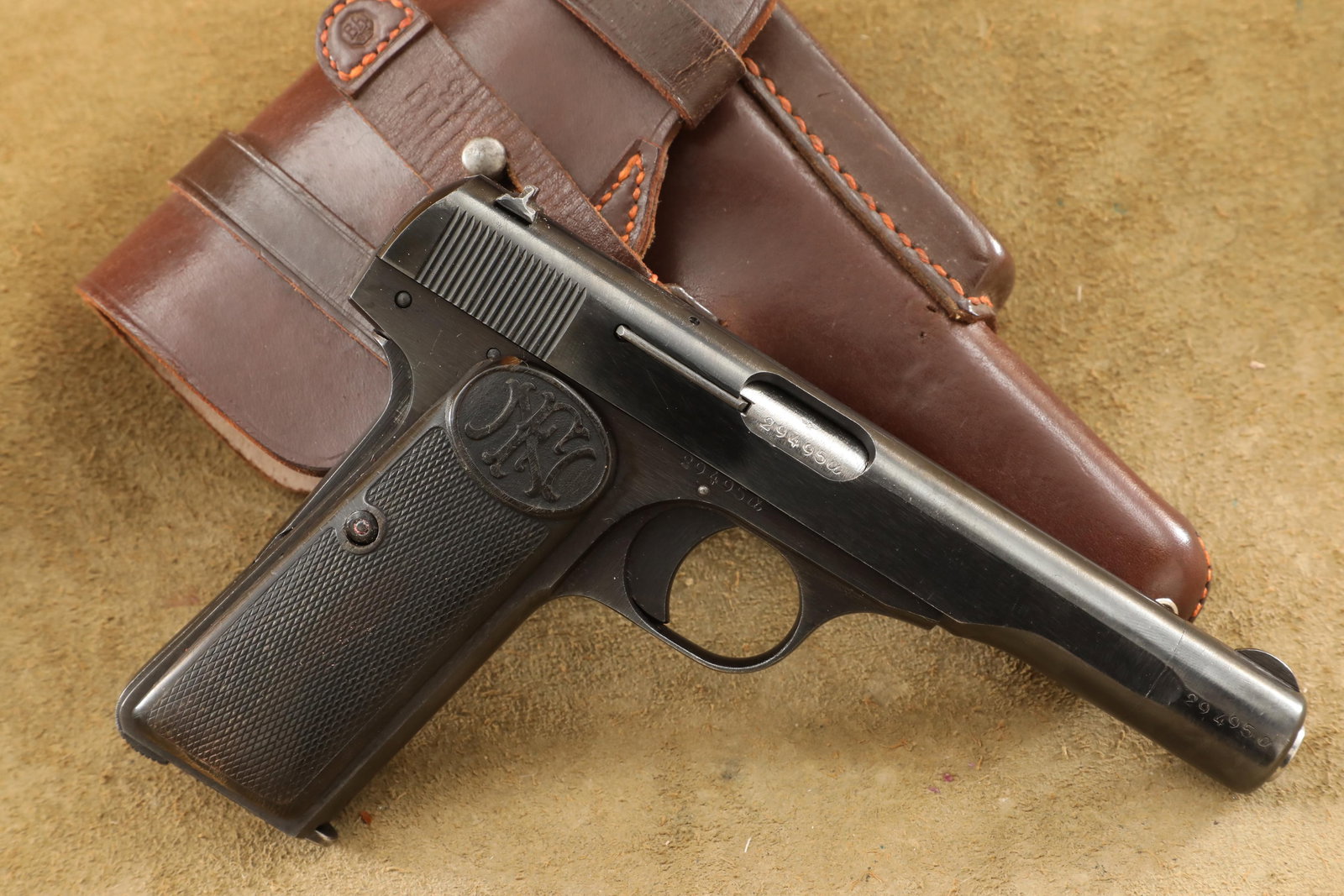 German FN Model 1922 WaA140 A Suffix 7.65mm Military Semi Auto Pistol, Holster, 1943 C&R: In-House Shipping: $35.00 + 1.5% Shipping Insurance Make: FN During German Occupation