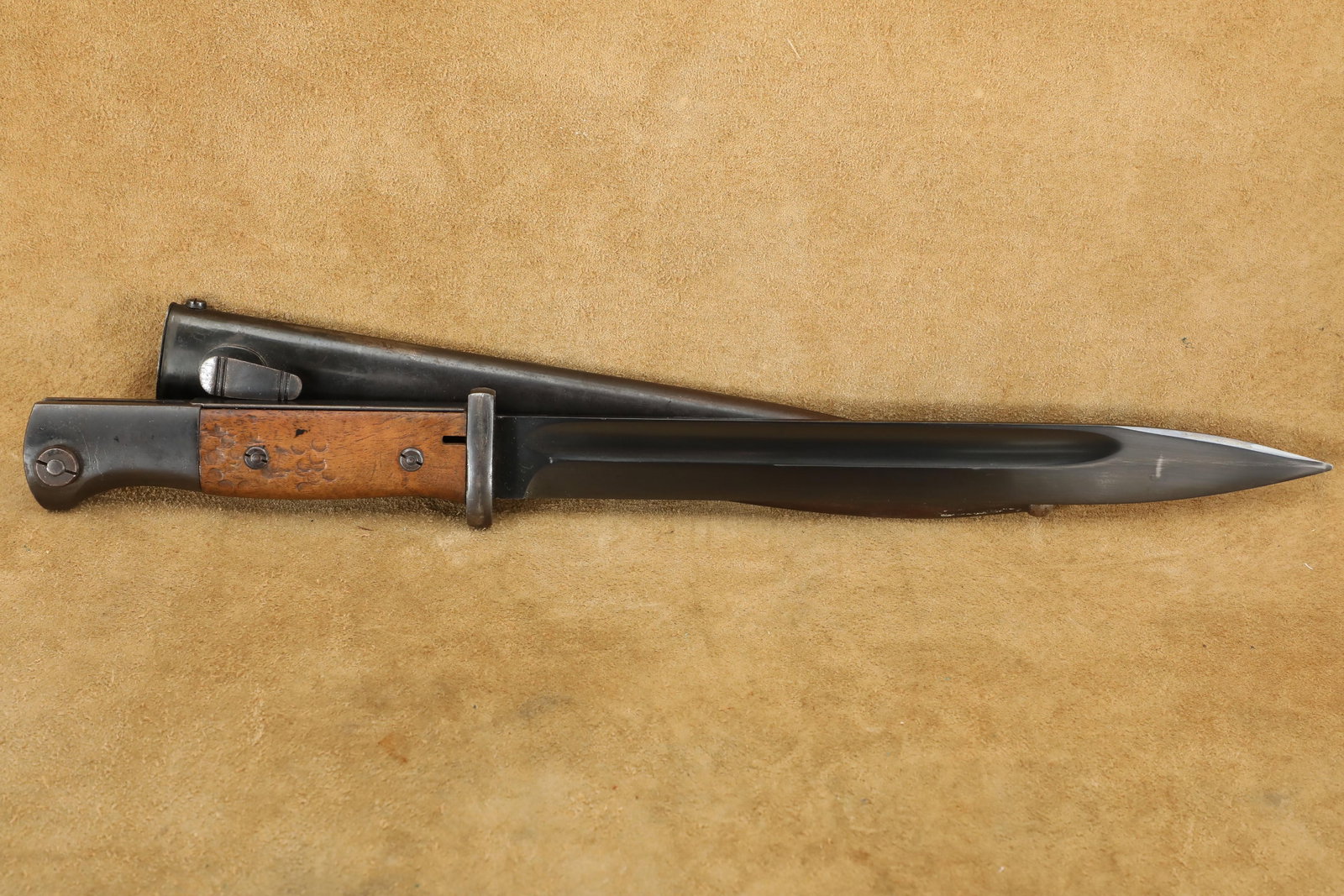 German WW2 Police Alcoso Wood Handle K-98 Mauser Bayonet W/ Matching Serial Number "584" Sheath (1 of 20)