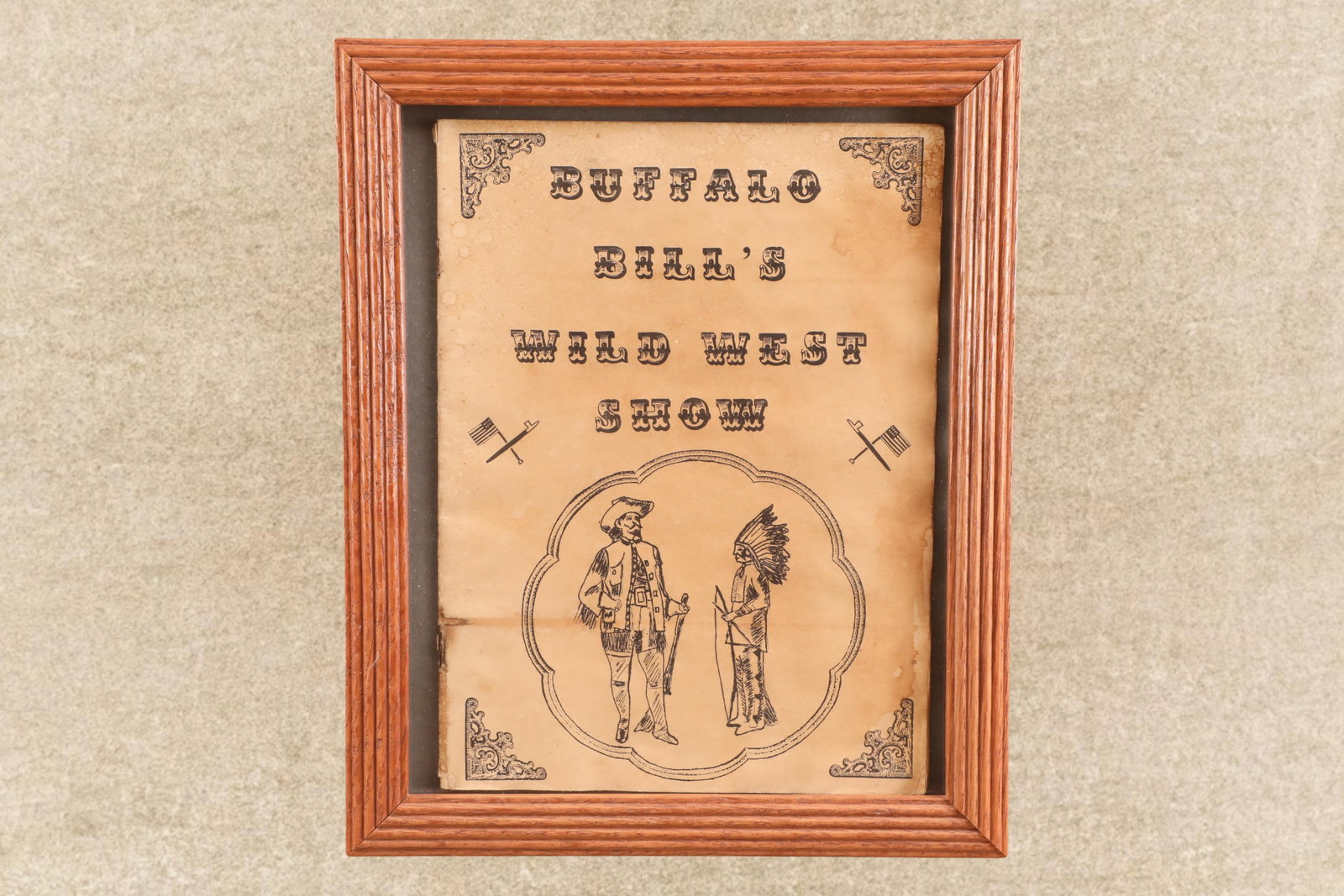 Antique 1885 W.F. Cody Buffalo Bill's Wild West Show Featuring Sitting Bull Genuine Framed Program (1 of 20)