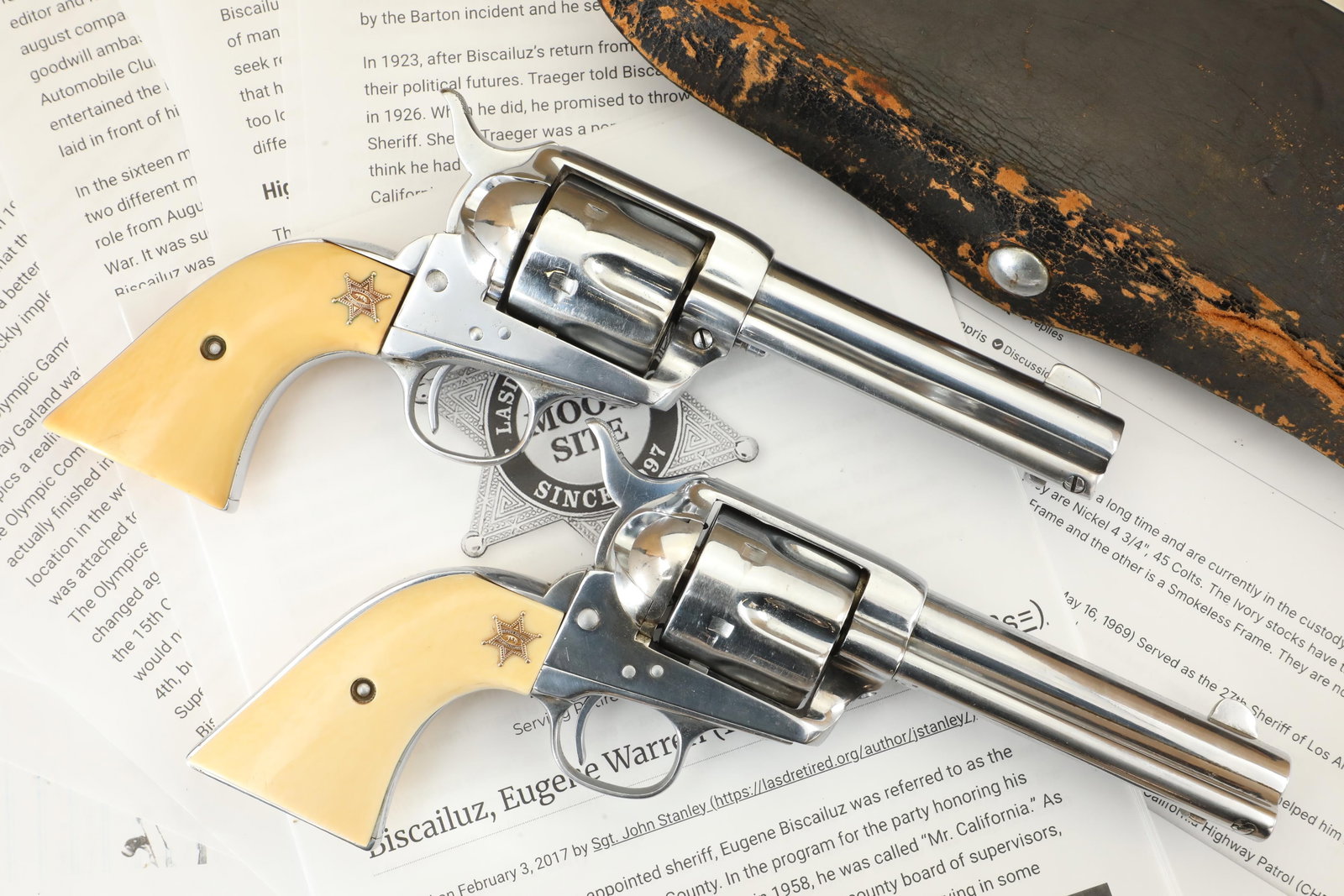 Los Angeles County Sheriff Eugene W. Biscailuz Custom Pair Colt Single Action Army Revolvers (1 of 20)