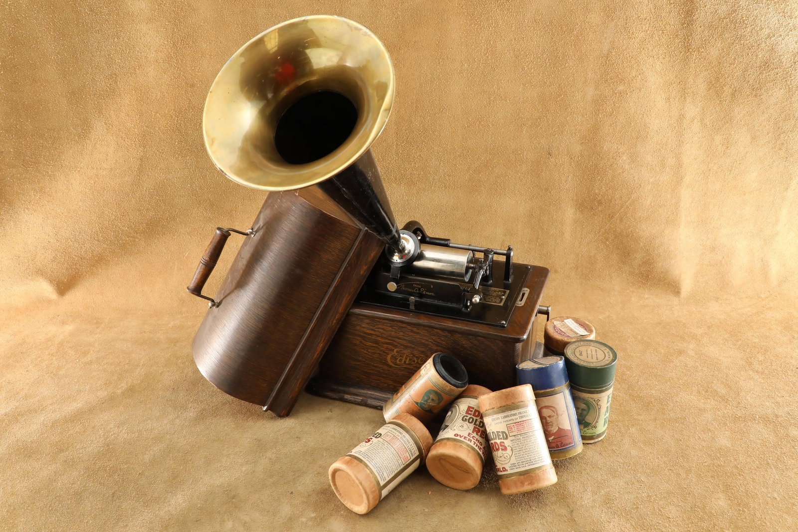 Vintage 1906 Eddison Standard Phonograph & 7 Eddison Cylinder Records (1 of 20)
