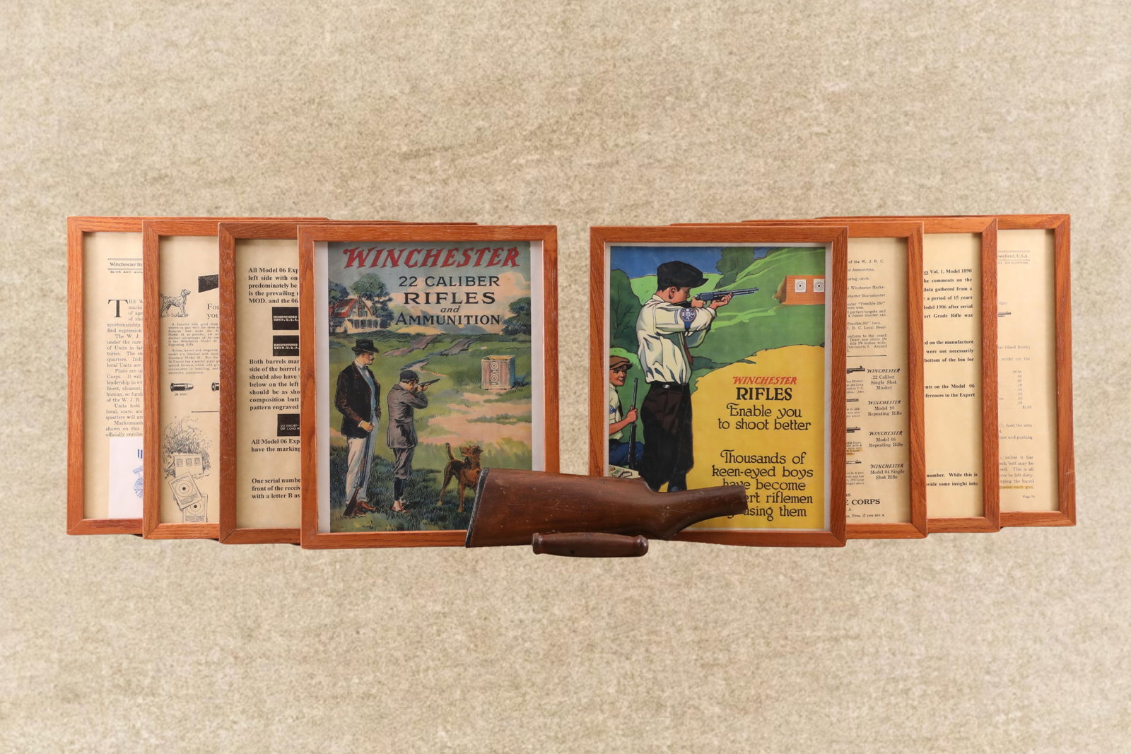 Lot Of 8 Reproduction Winchester Slide Action Rifles Framed Posters And Stock (1 of 20)