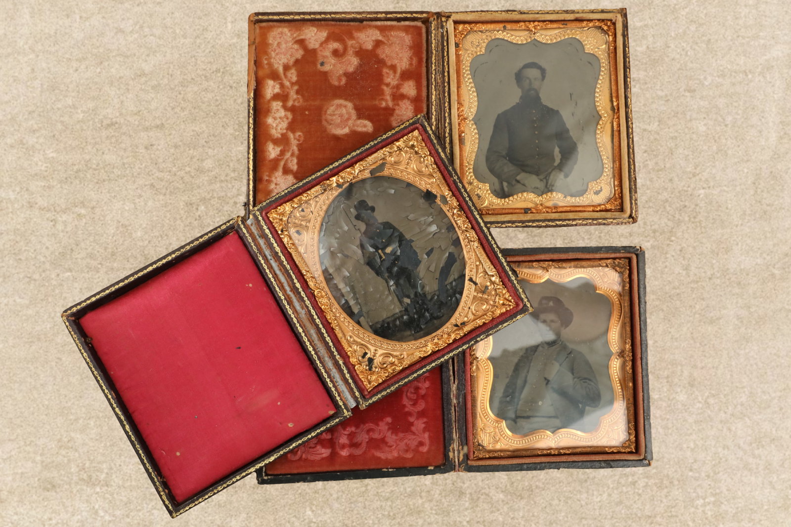 Lot of 3 1860s Cased 6th Plate tintype photographs of Civil War Soldiers (1 of 20)