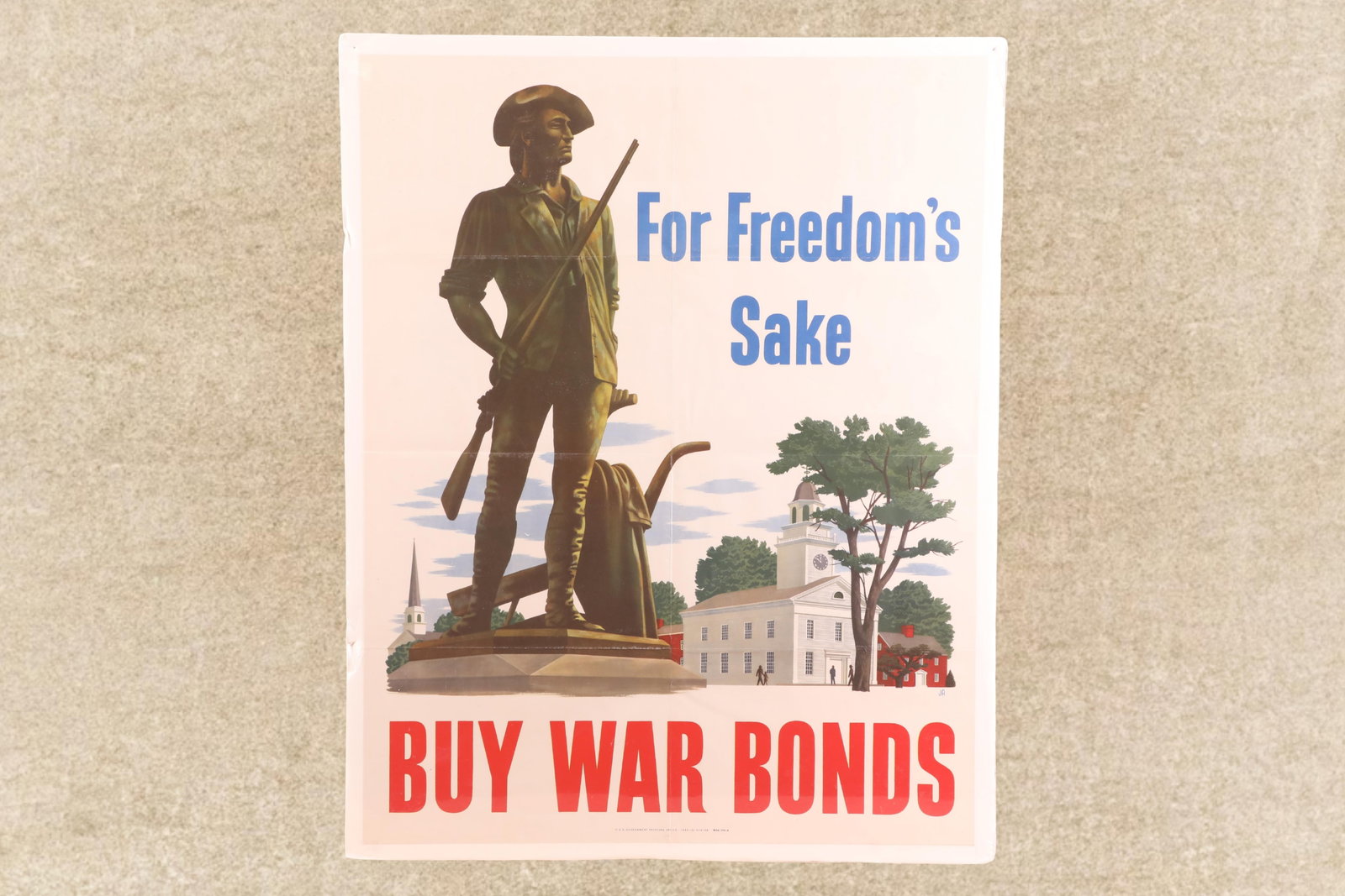Original US WW2 "For Freedom's Sake / Buy War Bonds" Patriotic Propaganda Poster, 28" x 22" (1 of 9)