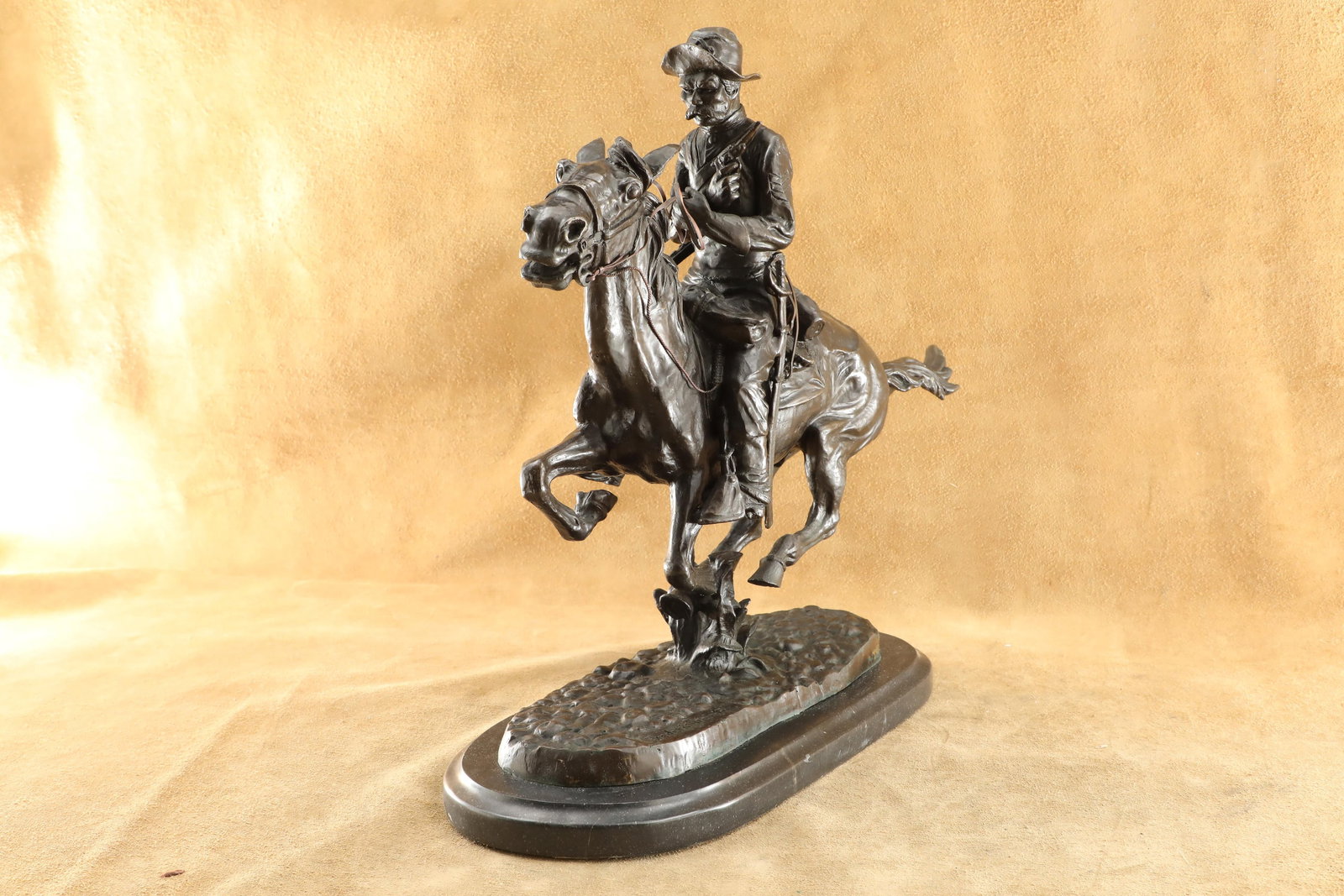 After Frederic Remington "Trooper Of The Plains" Cavalryman 23" x 21" Bronze Sculpture (1 of 20)