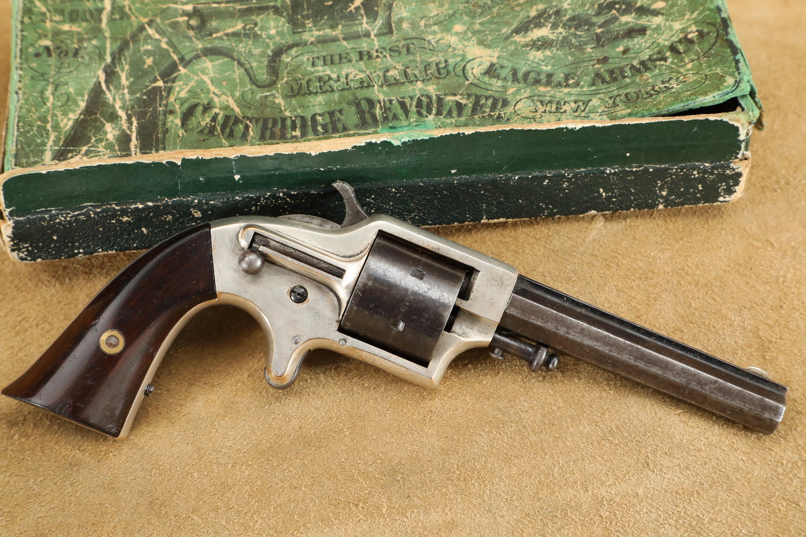 Boxed Eagle Arms Plant's Front Loading Pocket .30 Cal Cup-Primed Revolver, 1860s Antique (1 of 20)
