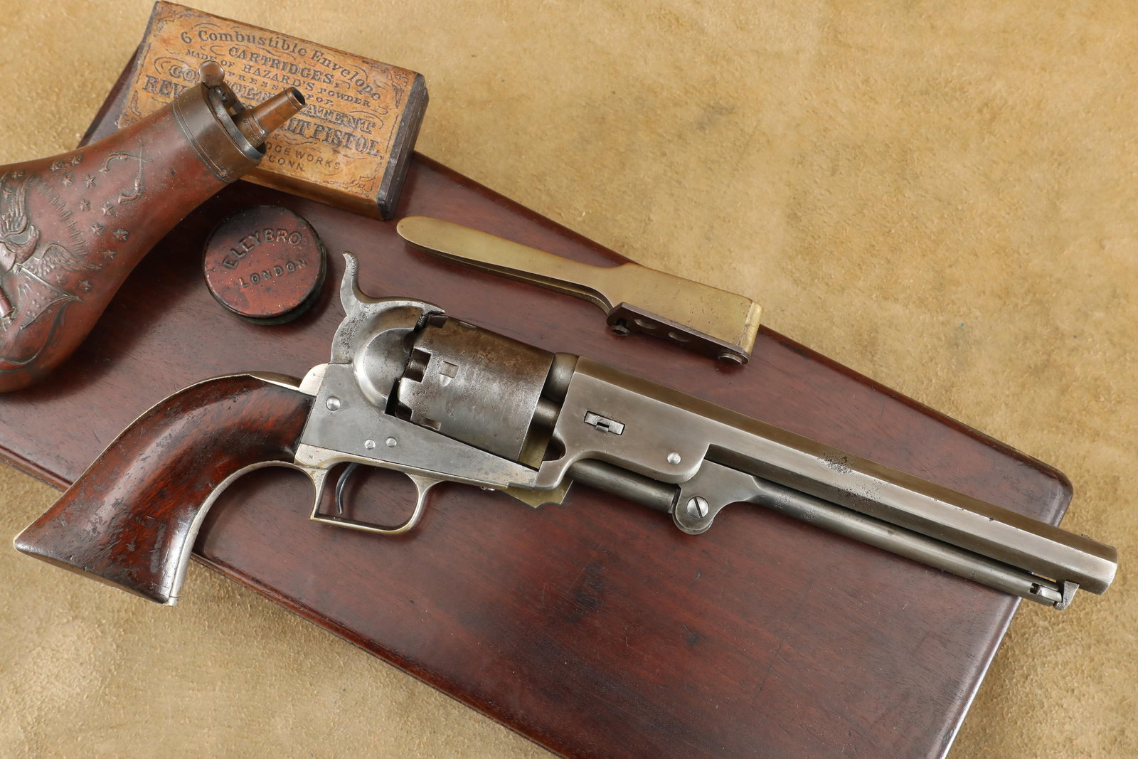 Serial 717 Cased Early Colt Model 1851 Navy Square-Back .36 Caliber Revolver, 1850 Antique (1 of 20)