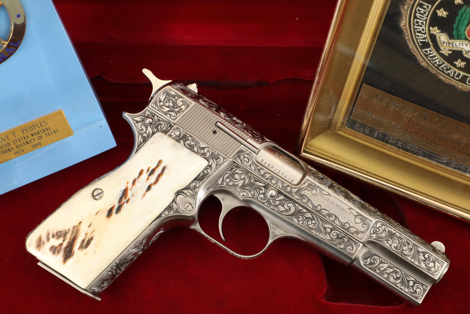 Ben Shostle Master Engraved Browning High Power Attributed to Texas Ranger US Marshal Clint Peoples (1 of 20)