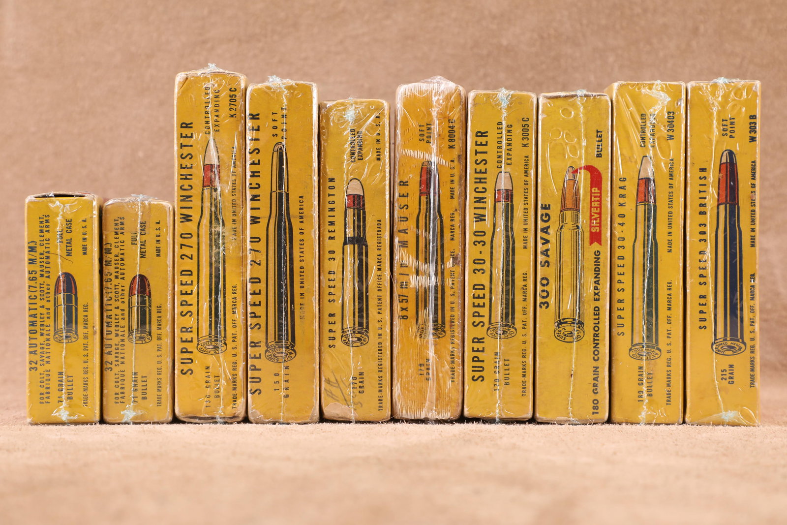 Lot of 10 (9x Winchester, 1x Western) Vintage 1950s Full & Partial Ammo Boxes (1 of 2)