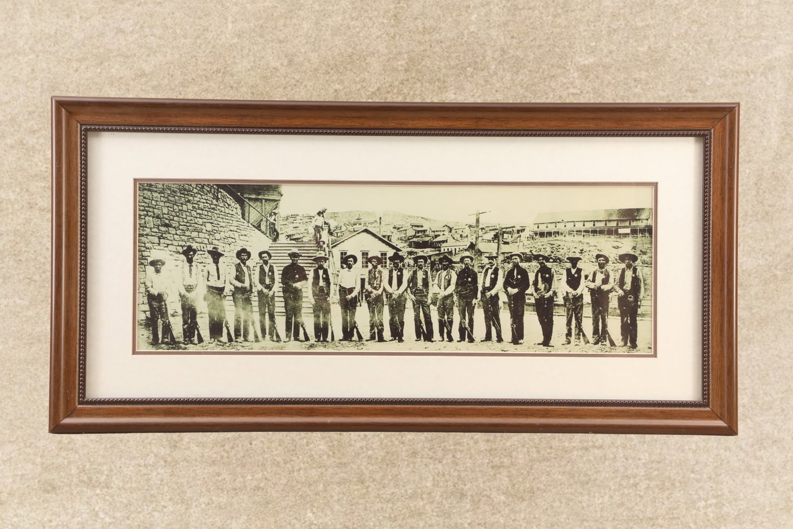 Vintage Panoramic Lawman Print Showing Winchester 1895 Rifle, In 30" x 14" Wood Frame (1 of 18)