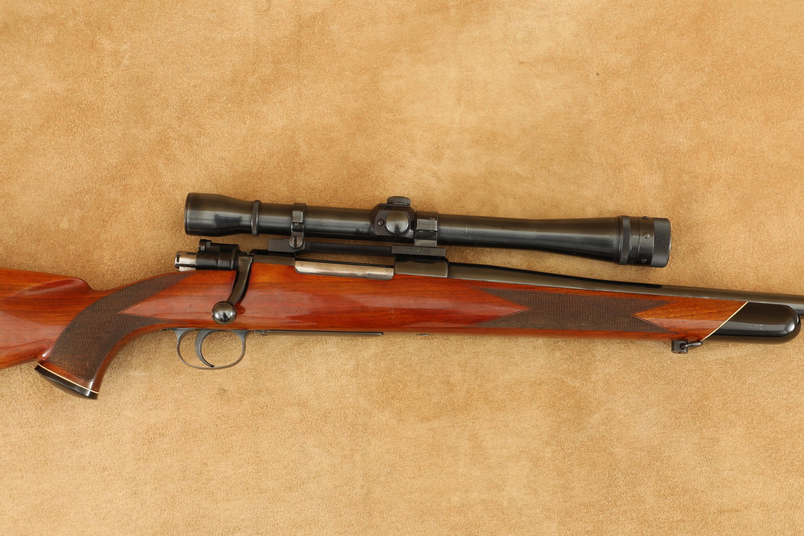 3 Digit Weatherby South Gate Pre-Mark V .300 Wby Mag 26" Bolt Rifle & Scope, 1951 C&R: Make: Weatherby Model: South Gate Pre-Mark V Serial Number: 594 Year of Manufacture: 1951 / ATF Classification: C&R Caliber/Gauge: .300 Weatherby Magnum